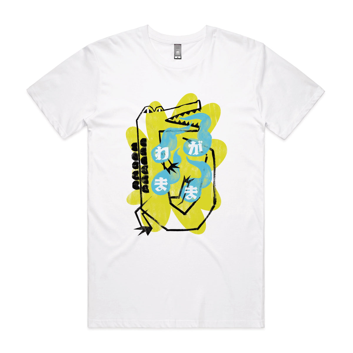 White unisex t-shirt with Wagamama graphic by Lonely Kids Club