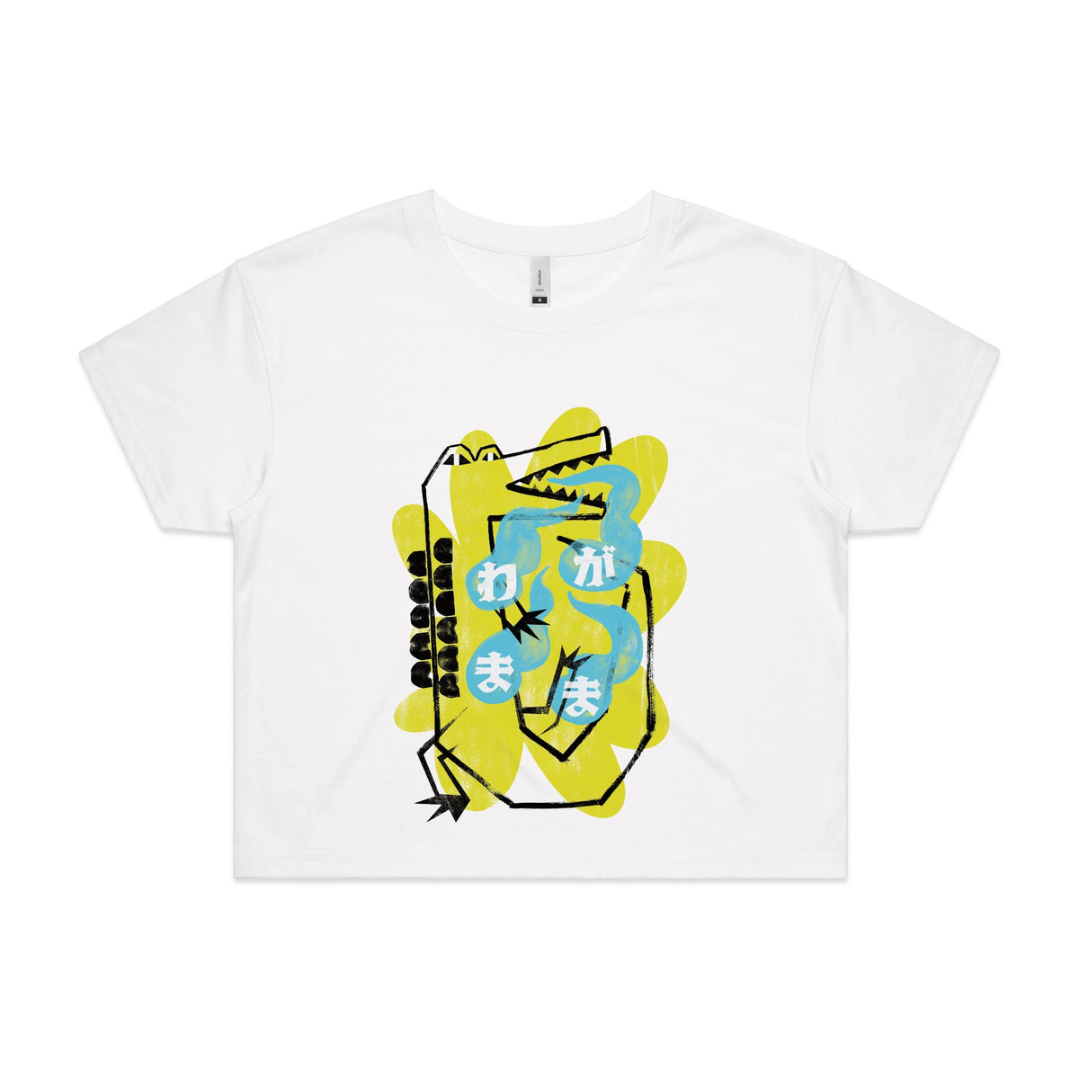 White crop top with Wagamama graphic by Lonely Kids Club