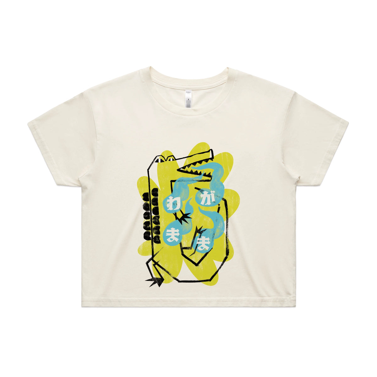 Ecru crop top with Wagamama graphic by Lonely Kids Club