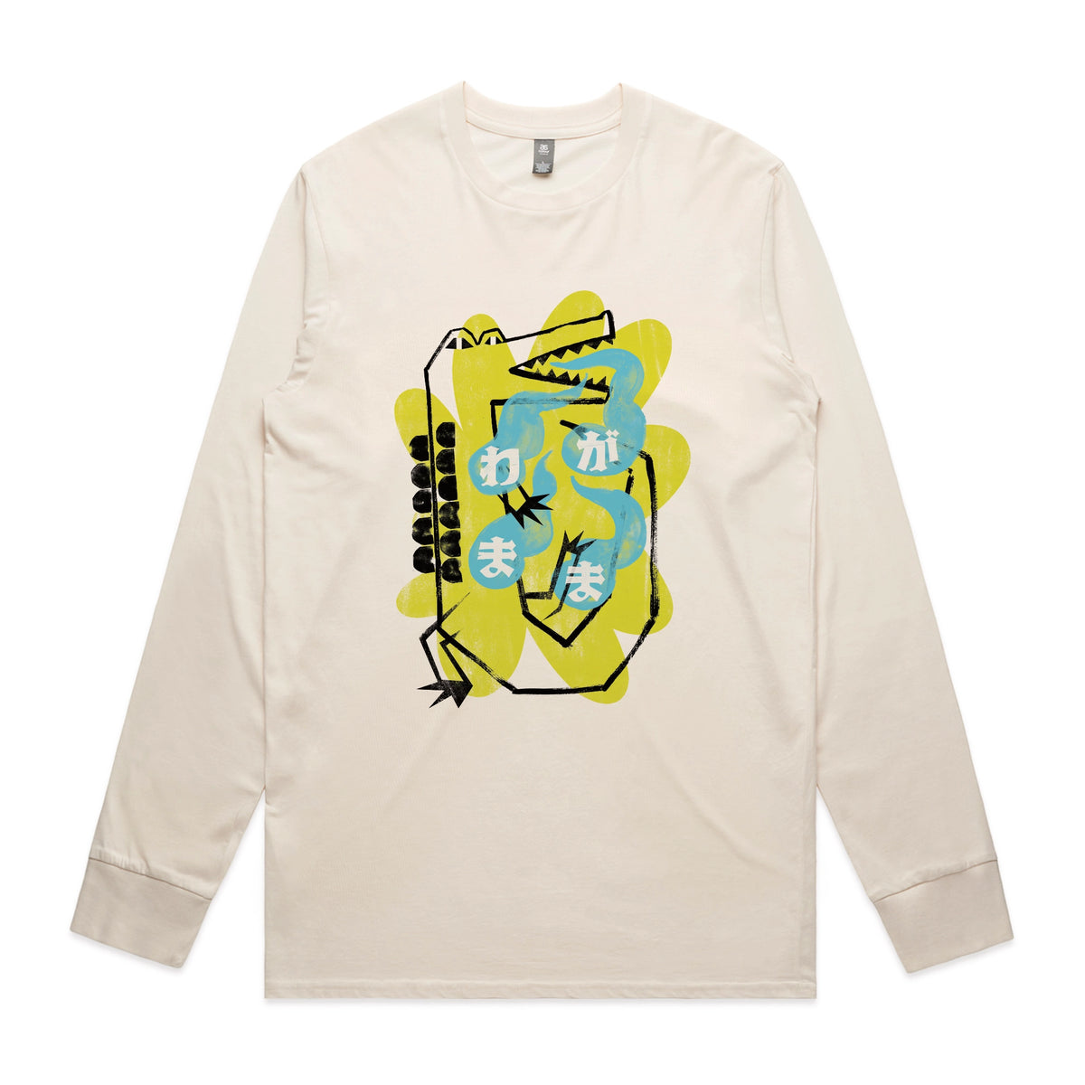 Ecru long sleeve t-shirt with Wagamama graphic by Lonely Kids Club