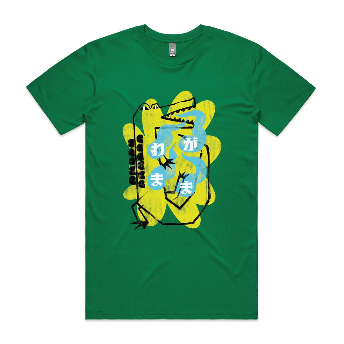 Green unisex t-shirt with Wagamama graphic by Lonely Kids Club