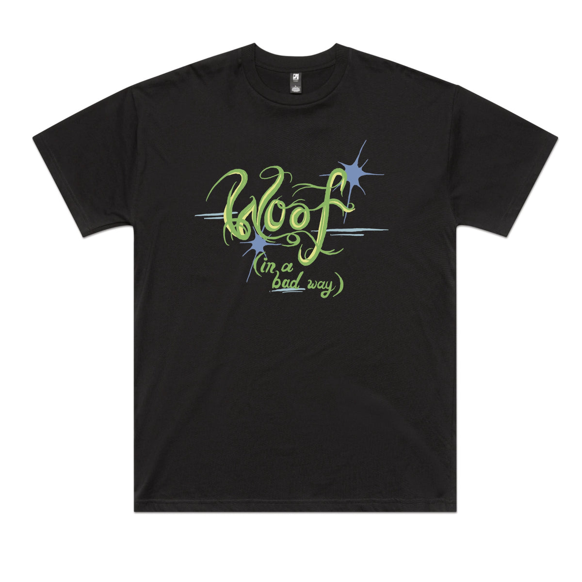 Black oversized t-shirt with Woof graphic by Lonely Kids Club