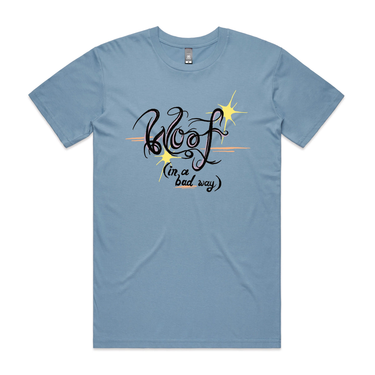 Carolina Blue unisex t-shirt with Woof graphic by Lonely Kids Club