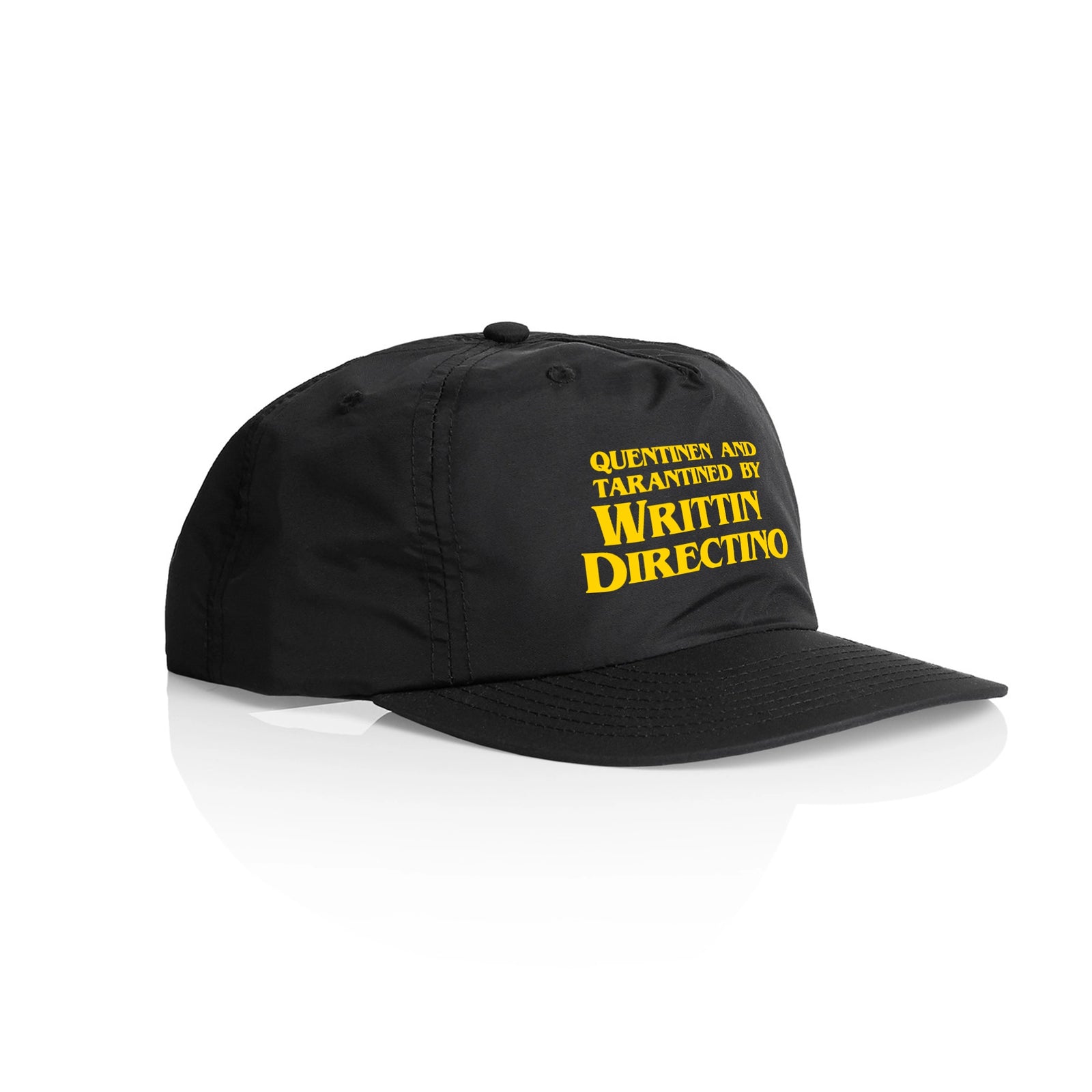 Black active cap with Writtin Directino Hat graphic by Lonely Kids Club