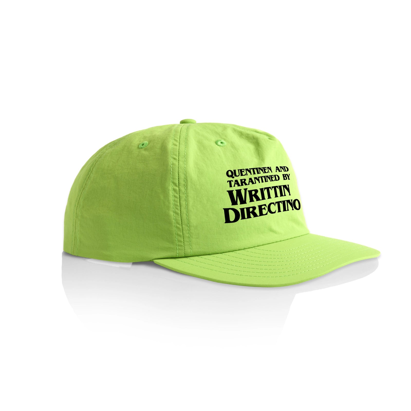 Lime active cap with Writtin Directino Hat graphic by Lonely Kids Club