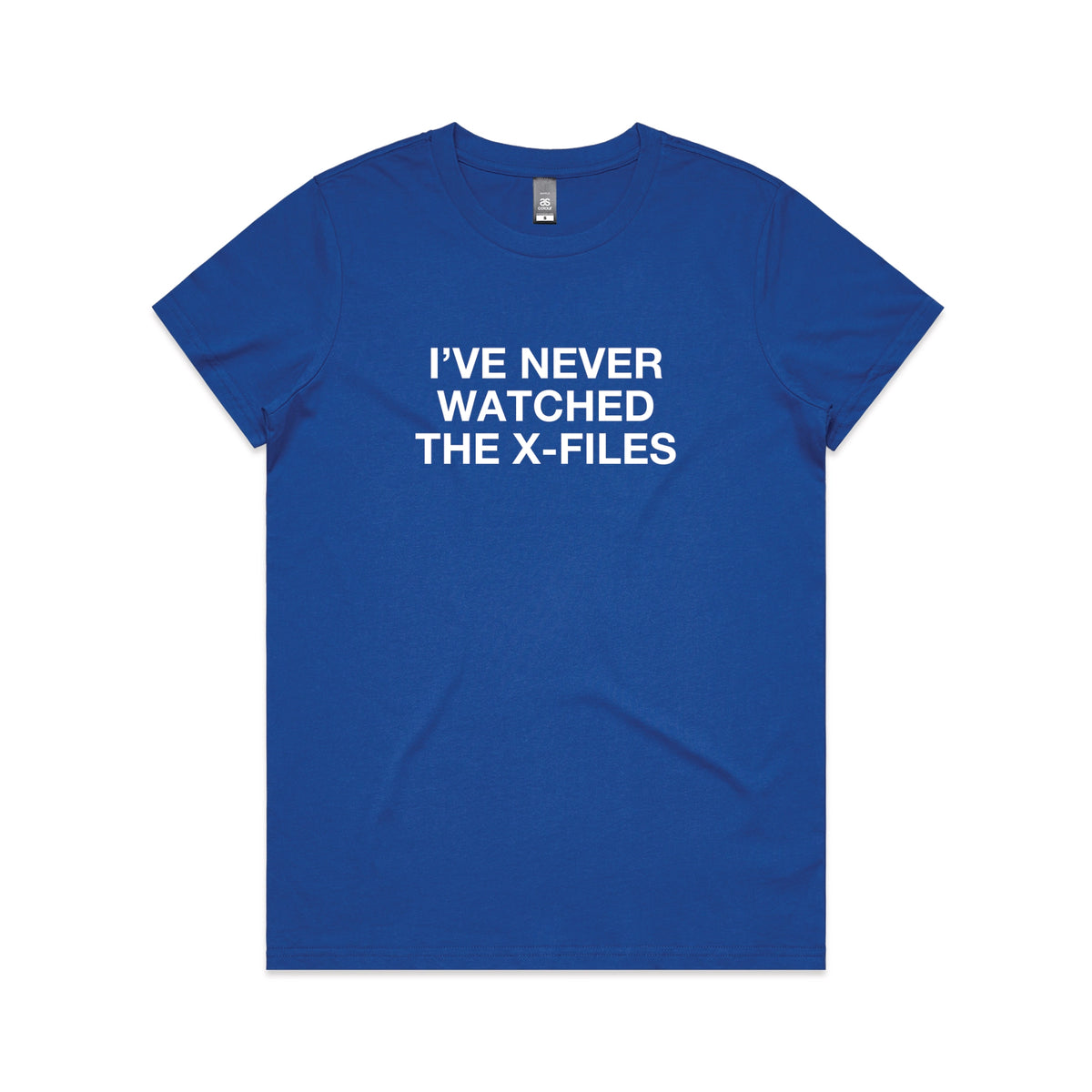 Royal Blue Maple fitted t-shirt with The X-Files TV design from Lonely Kids Club