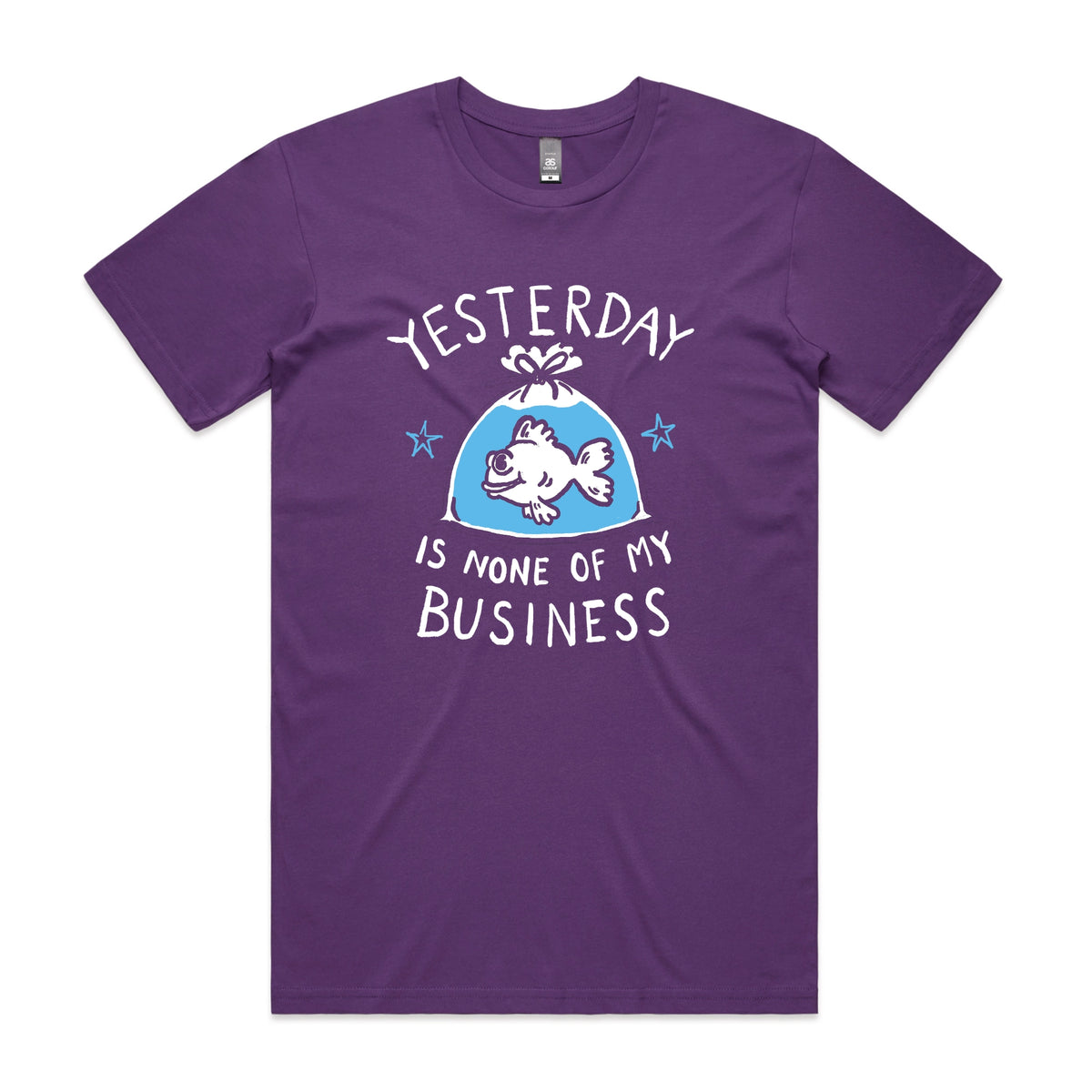 Purple unisex t-shirt with Yesterday graphic by Lonely Kids Club