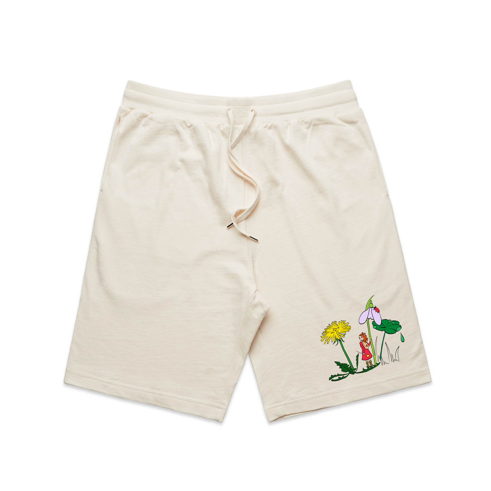 Ecru regular heavy shorts with Arietty Shorts graphic by Lonely Kids Club