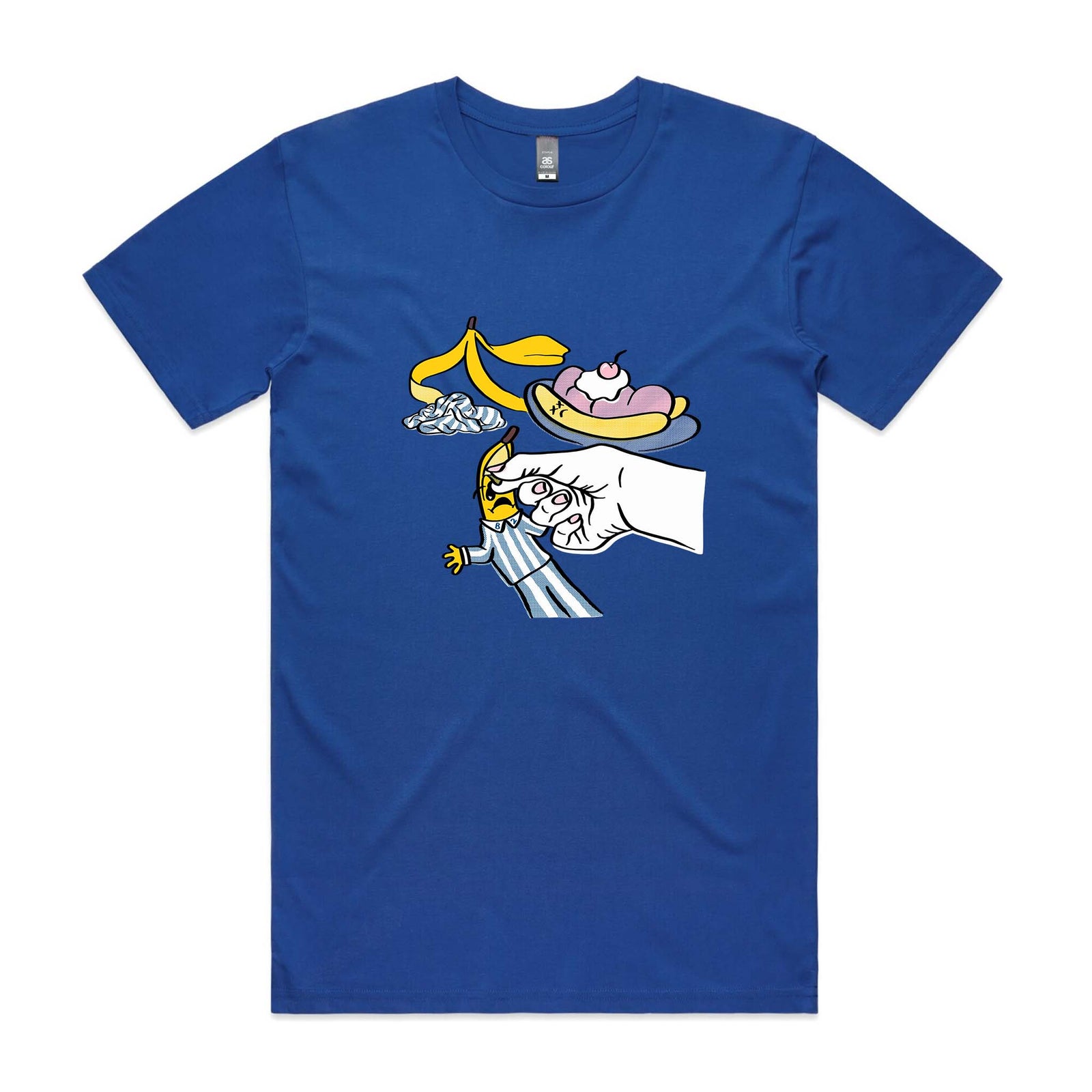 Royal Blue unisex t-shirt with Bananas In Pyjamas graphic by Lonely Kids Club