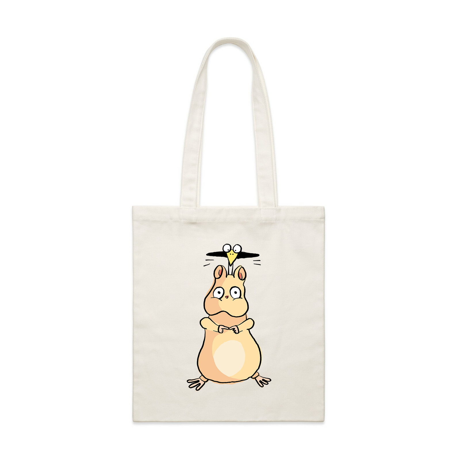 Cream parcel tote with Boh & Yu-Bird Tote graphic by Lonely Kids Club