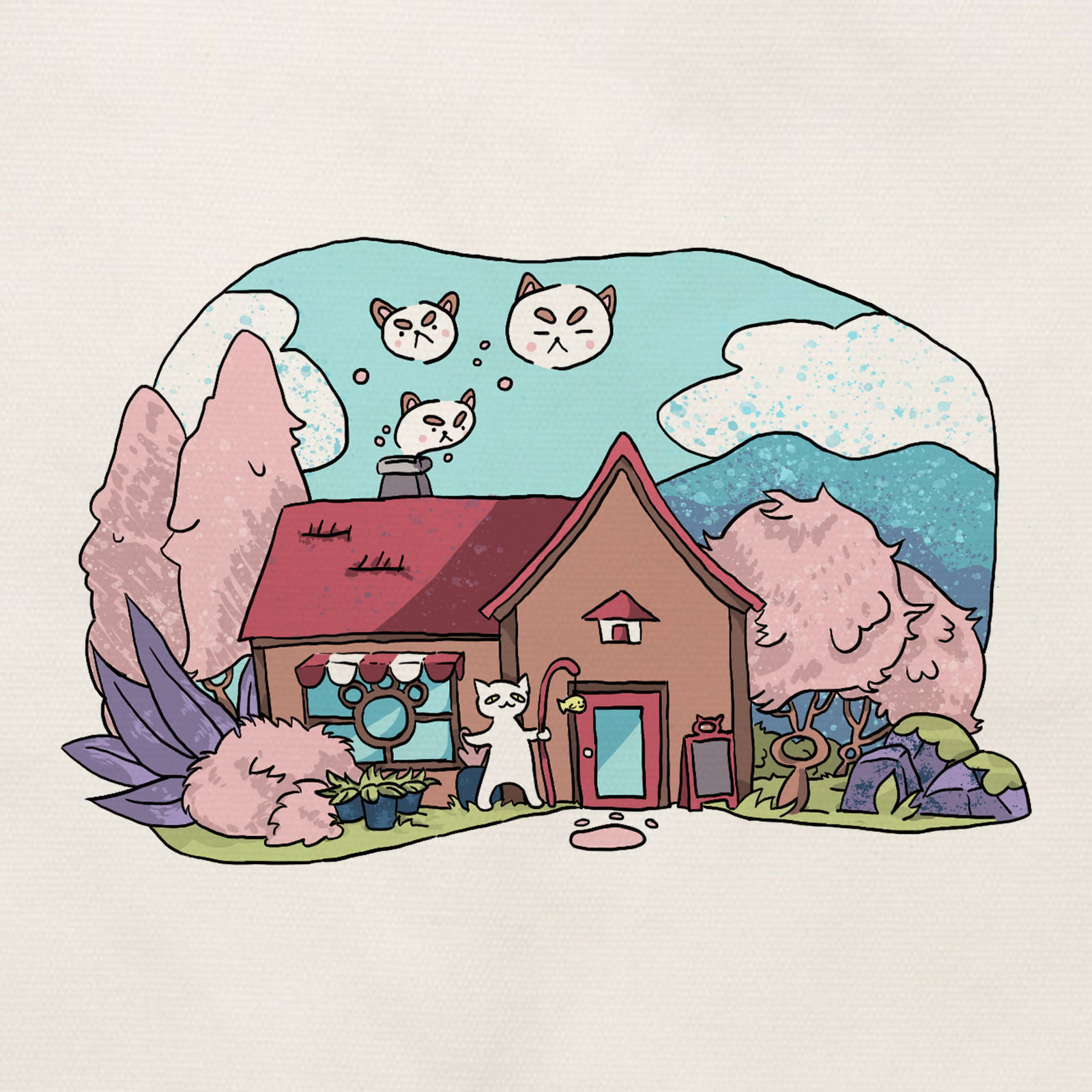 Cat Cafe Tote tote bag by Lonely Kids Club