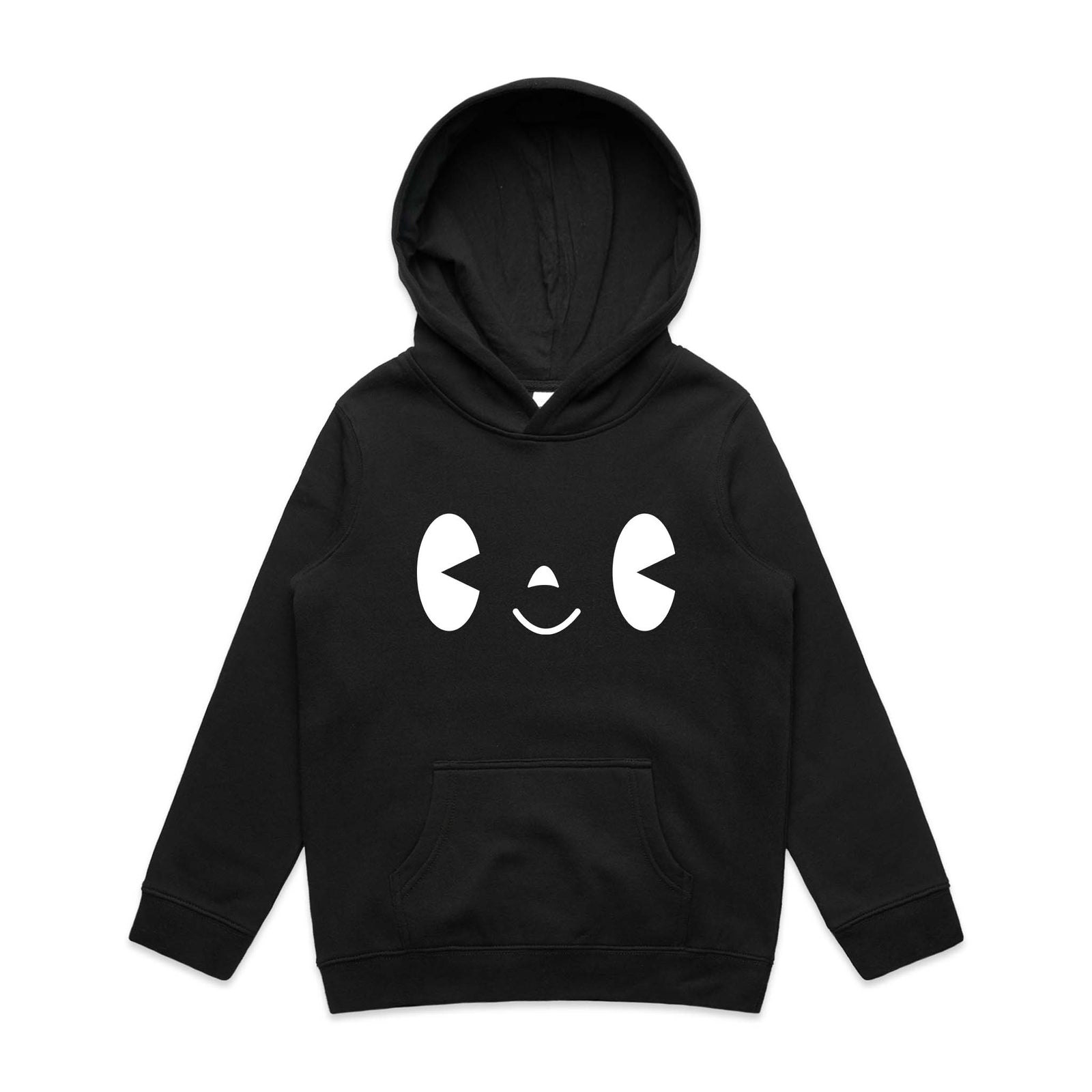 Black kids hoodie with Cecil Face Kids Hoodie graphic by Lonely Kids Club