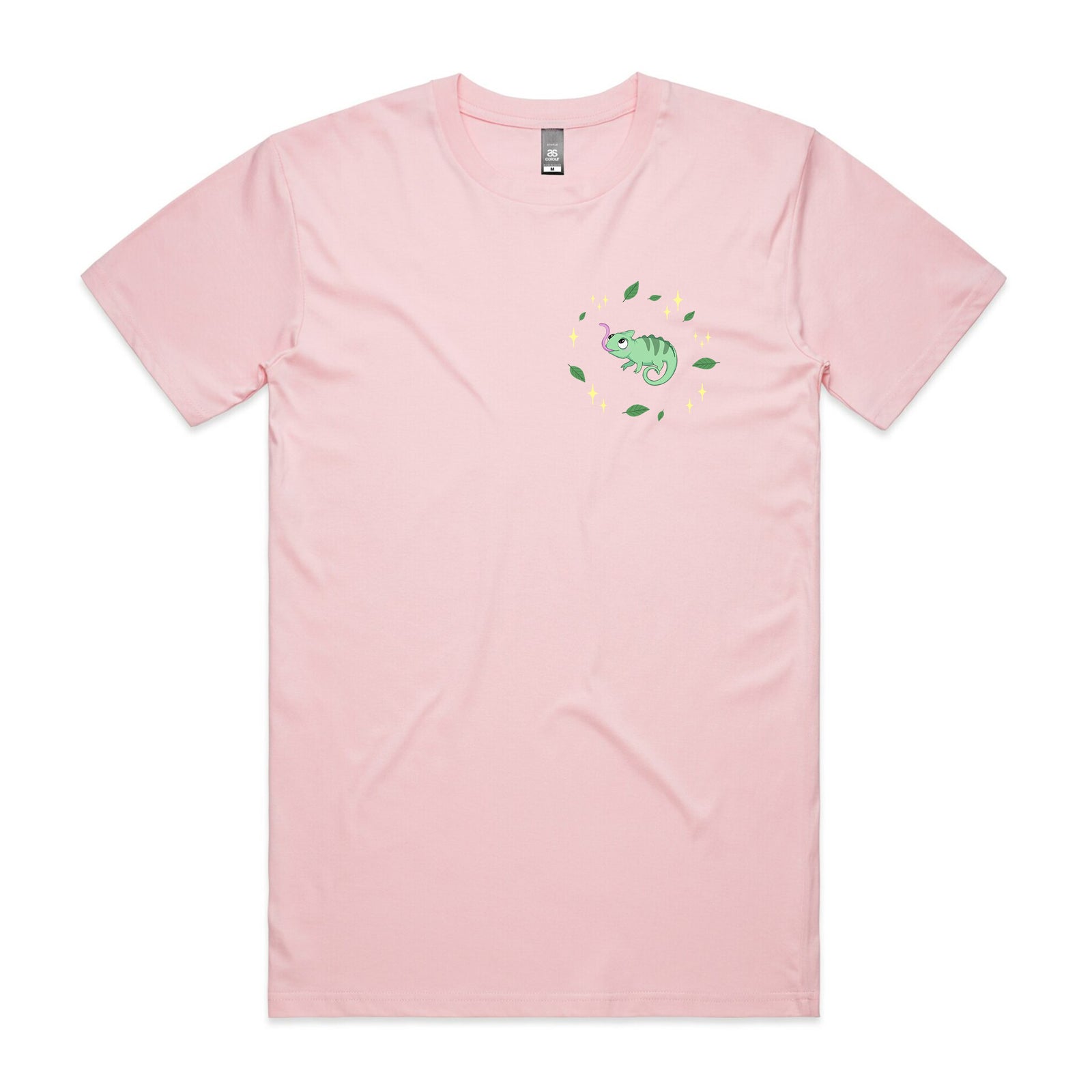 Pink unisex t-shirt with Chameleon graphic by Lonely Kids Club