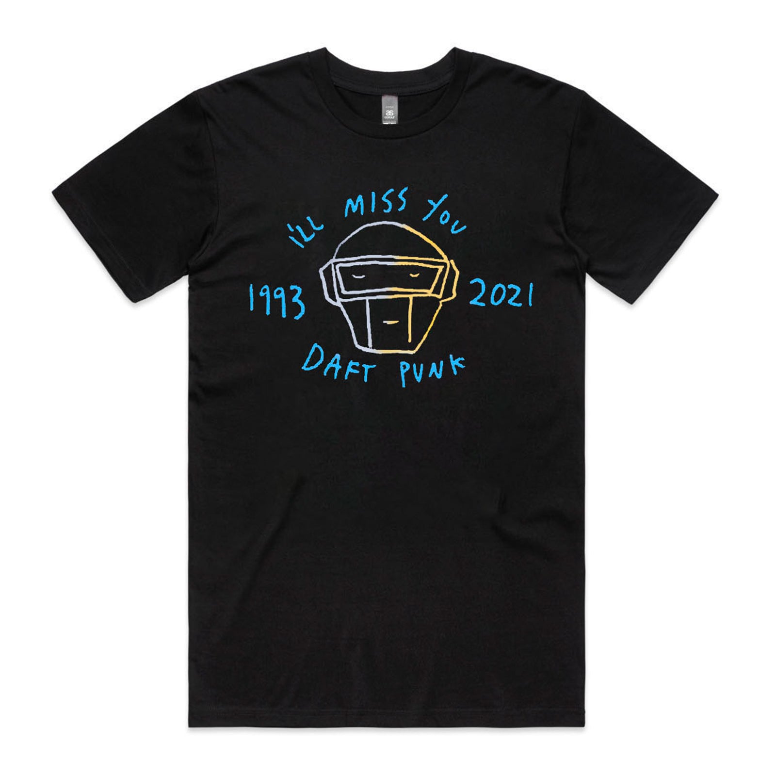 T-shirt with a hand-drawn helmet, 'I'll Miss You', 'Daft Punk', '1993' and '2021' text by Lonely Kids Club