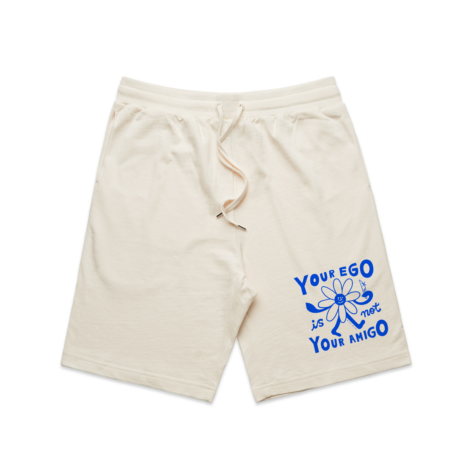 Ecru regular heavy shorts with Ego Amigo Shorts graphic by Lonely Kids Club