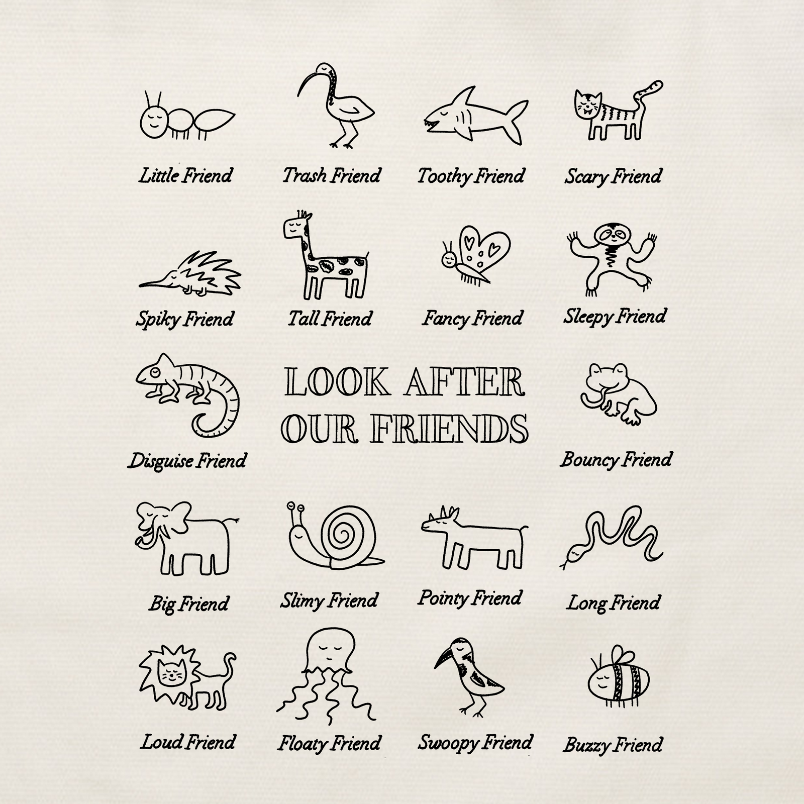 Look After Our Friends Tote tote bag by Lonely Kids Club