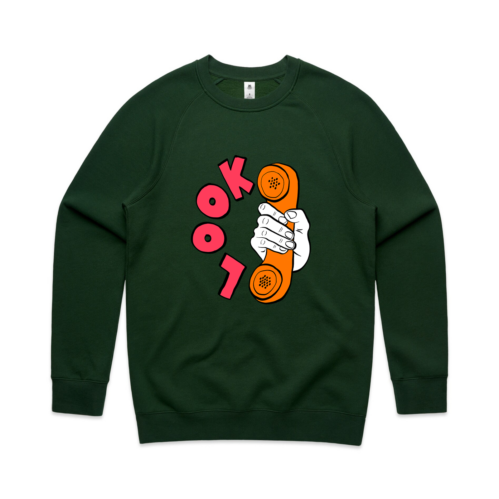 Forest Green regular jumper with Look Jumper graphic by Lonely Kids Club