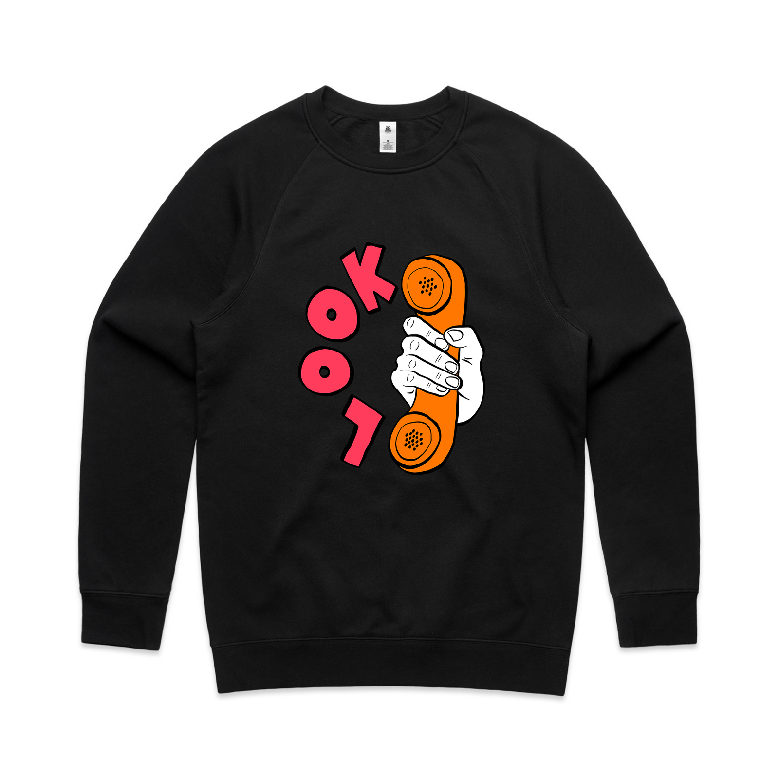 Black regular jumper with Look Jumper graphic by Lonely Kids Club