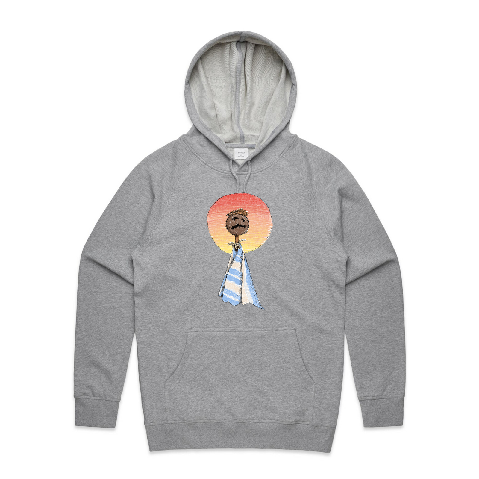 Grey Marle regular hoodie with Milky Joe Hoodie graphic by Lonely Kids Club