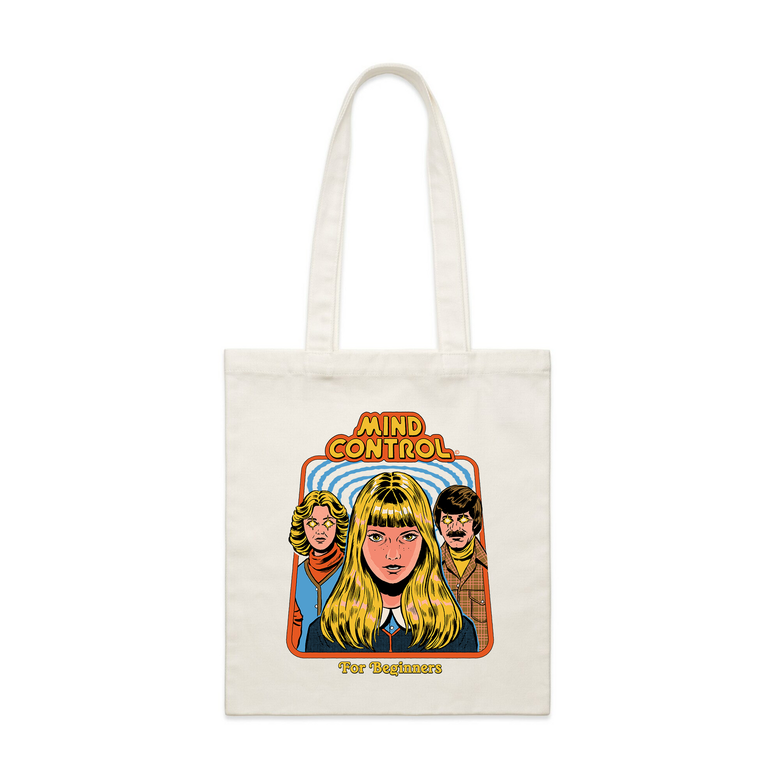 Cream parcel tote with Mind Control For Beginners Tote graphic by Lonely Kids Club