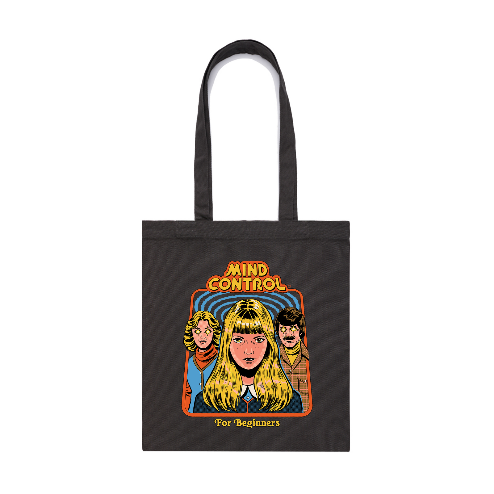 Graphite parcel tote with Mind Control For Beginners Tote graphic by Lonely Kids Club