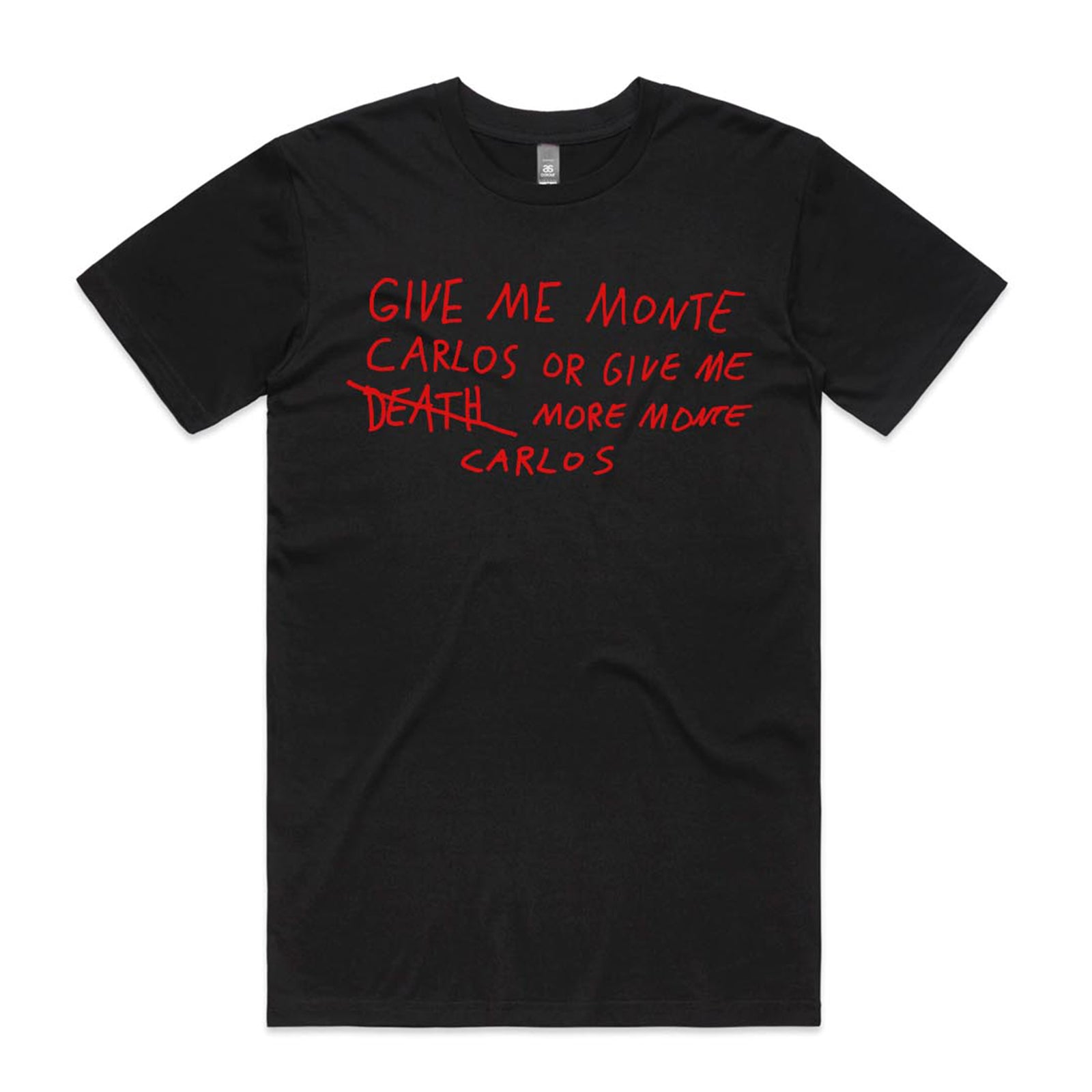 Black unisex t-shirt with Monte Carlos Or Death graphic by Lonely Kids Club