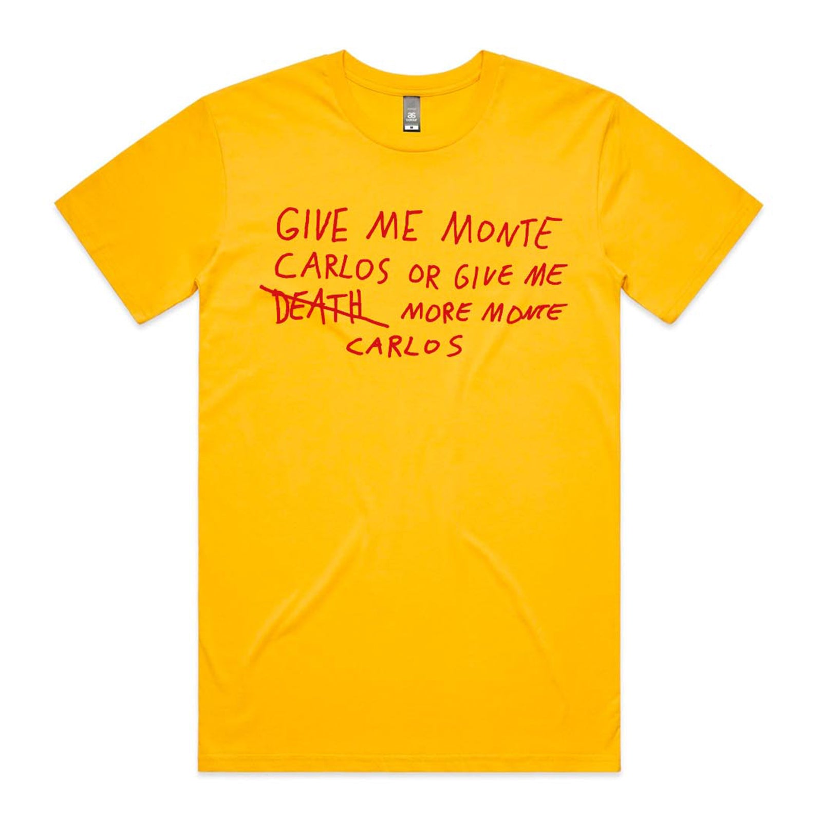 Yellow unisex t-shirt with Monte Carlos Or Death graphic by Lonely Kids Club
