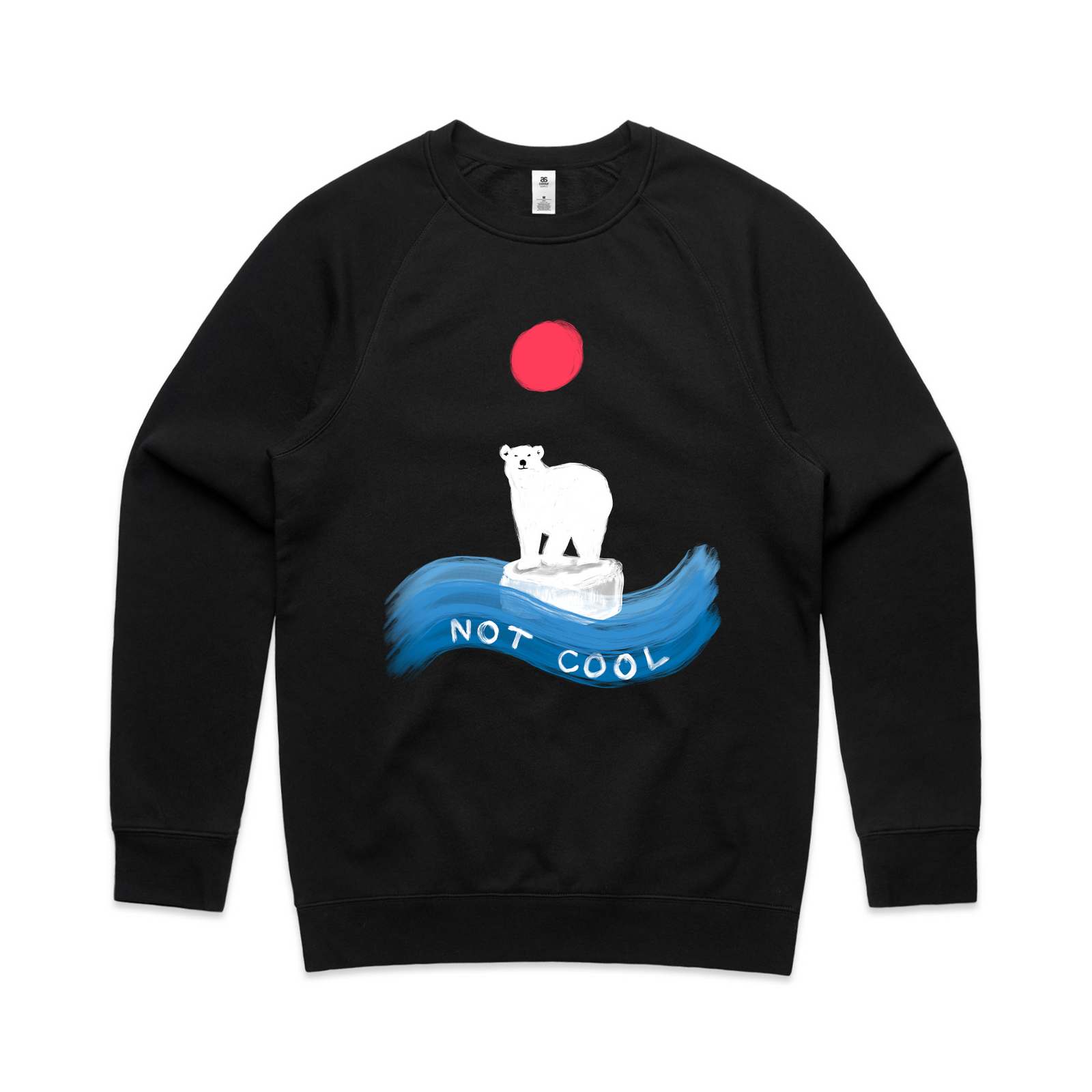 Black regular jumper with Not Cool Jumper graphic by Lonely Kids Club