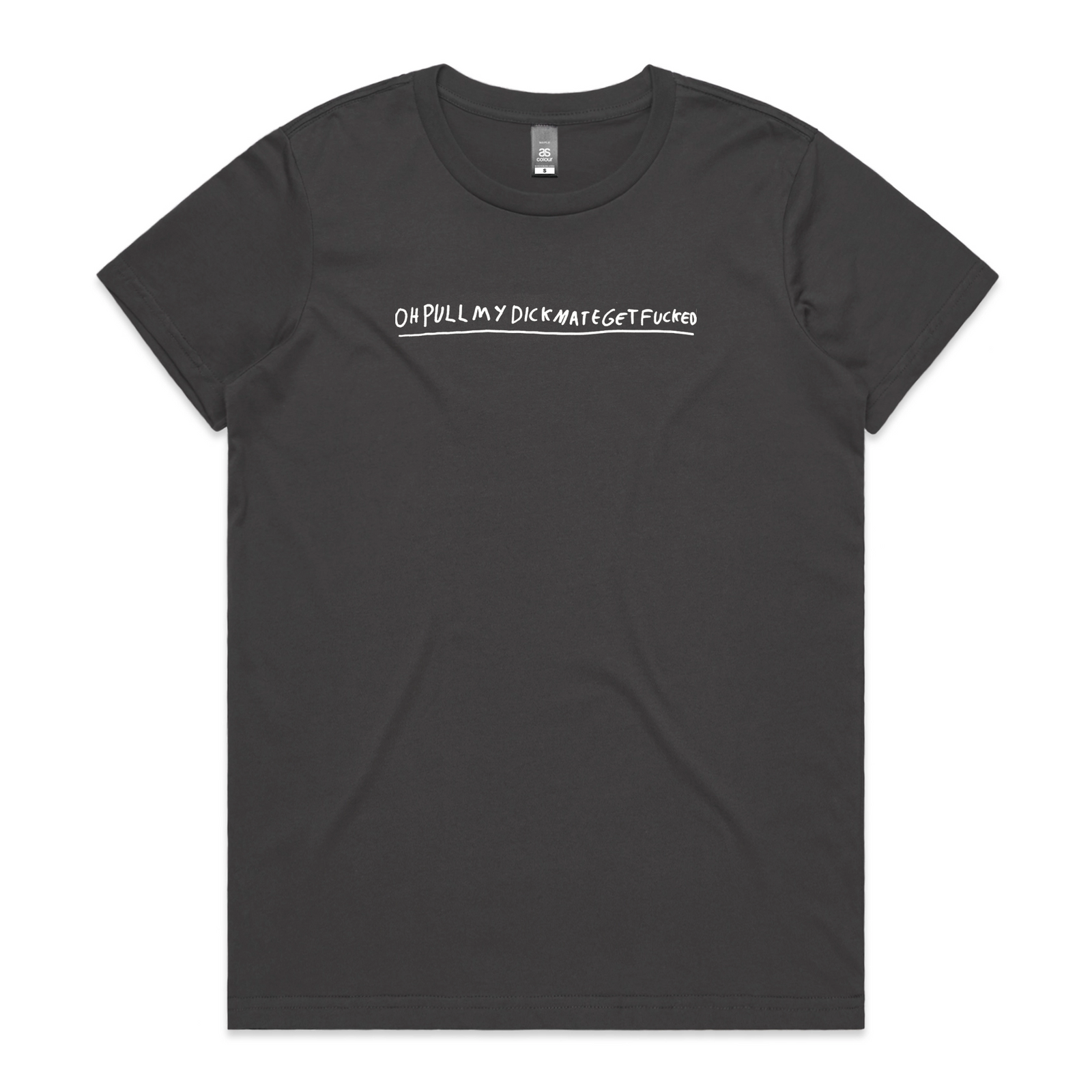 Faded Black fitted womens t-shirt with PMD graphic by Lonely Kids Club