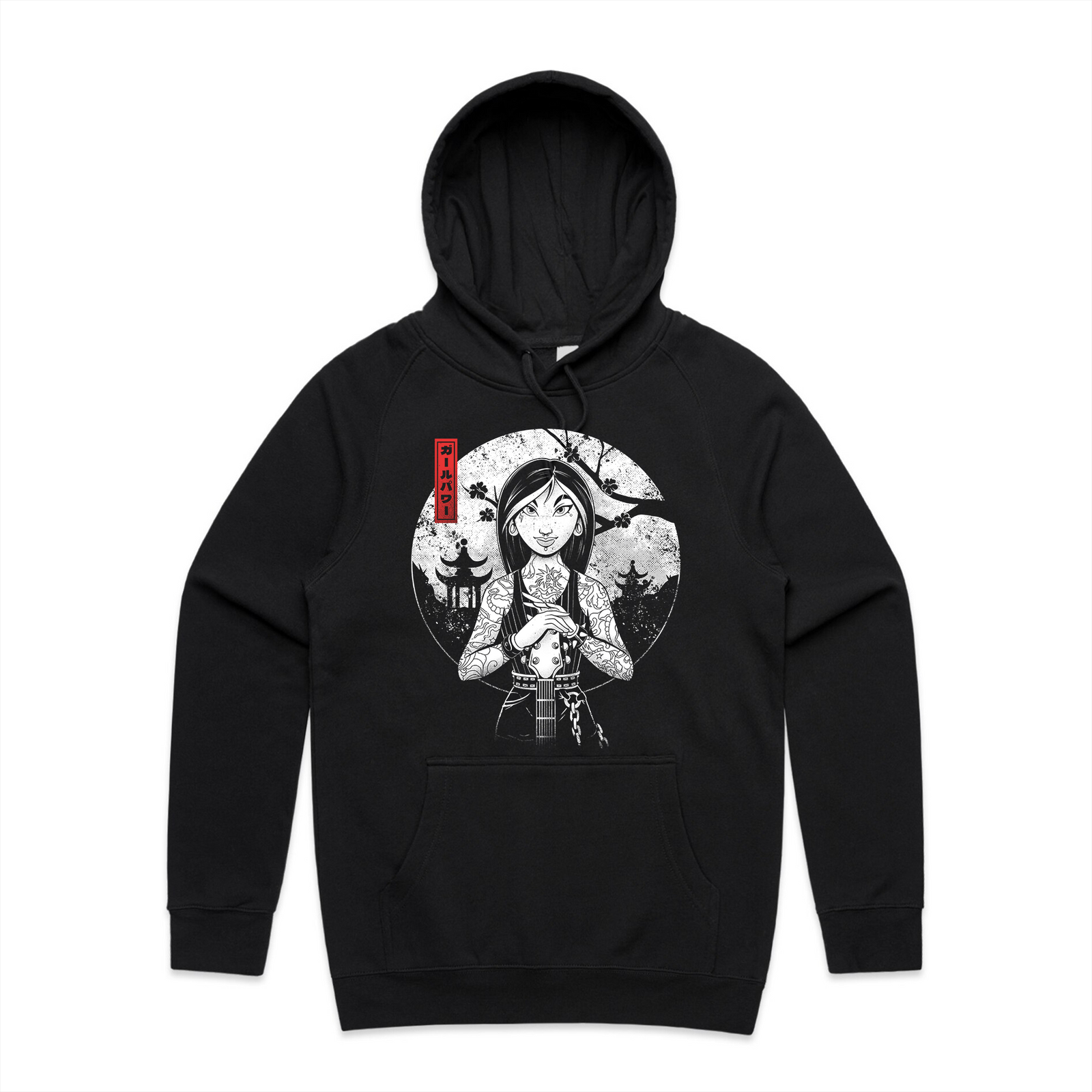 Black regular hoodie with Rock The Dynasty Hoodie graphic by Lonely Kids Club