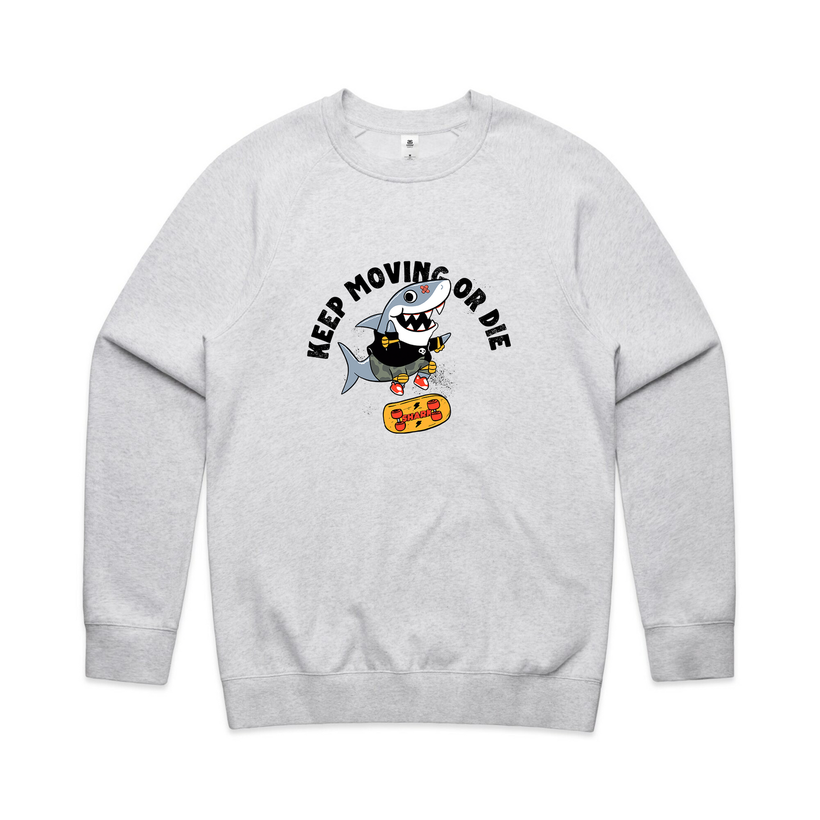 White Marle regular jumper with Skater Shark Jumper graphic by Lonely Kids Club