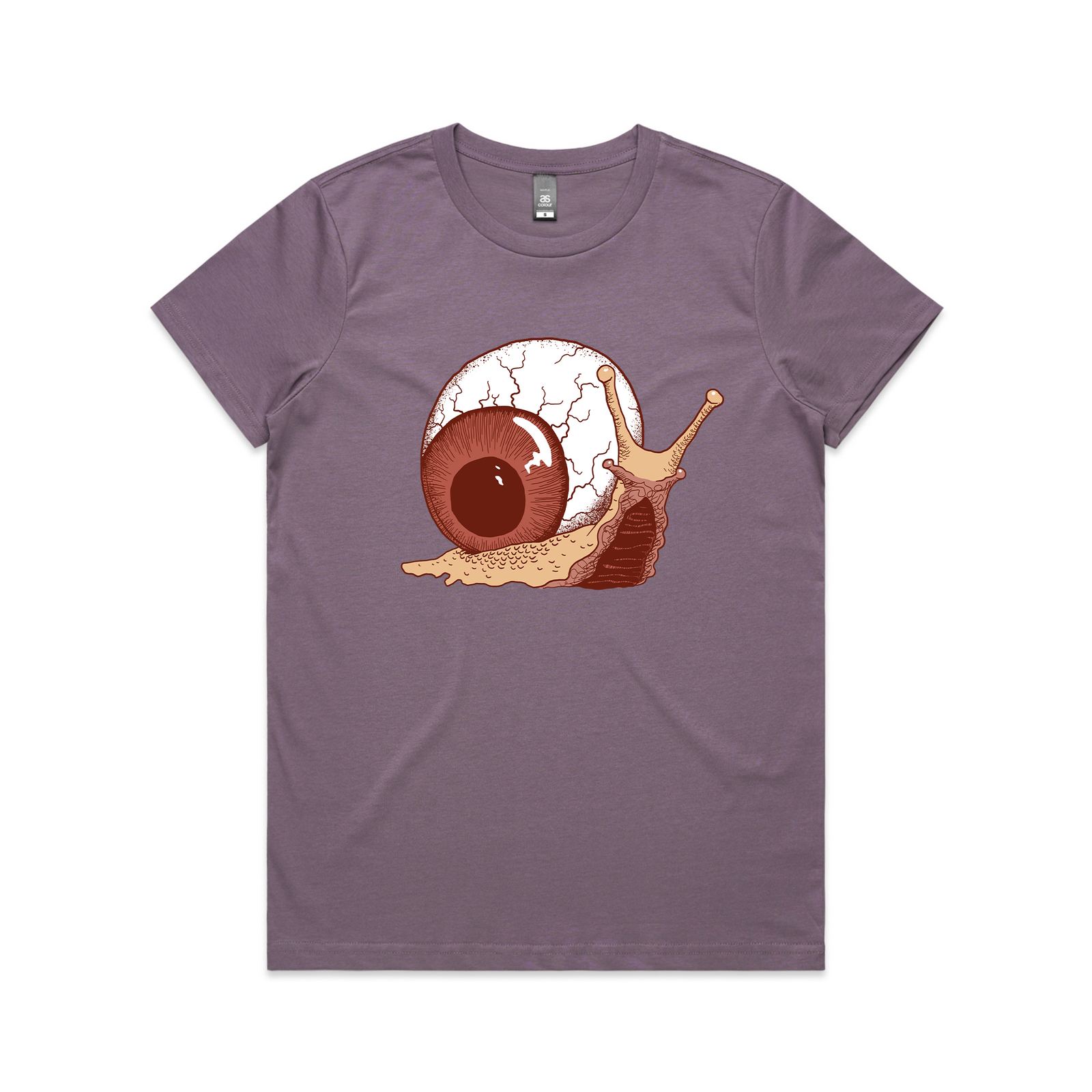 Mauve fitted womens t-shirt with Slimeball graphic by Lonely Kids Club