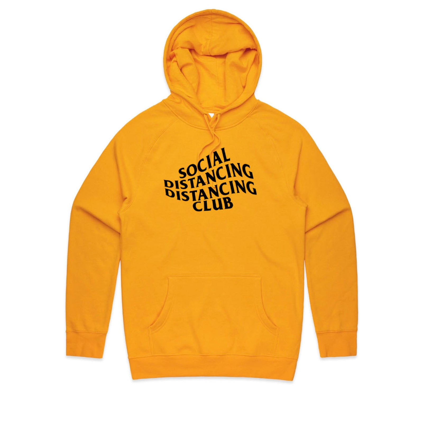 Gold regular hoodie with Social Distancing Distancing Club Hoodie graphic by Lonely Kids Club