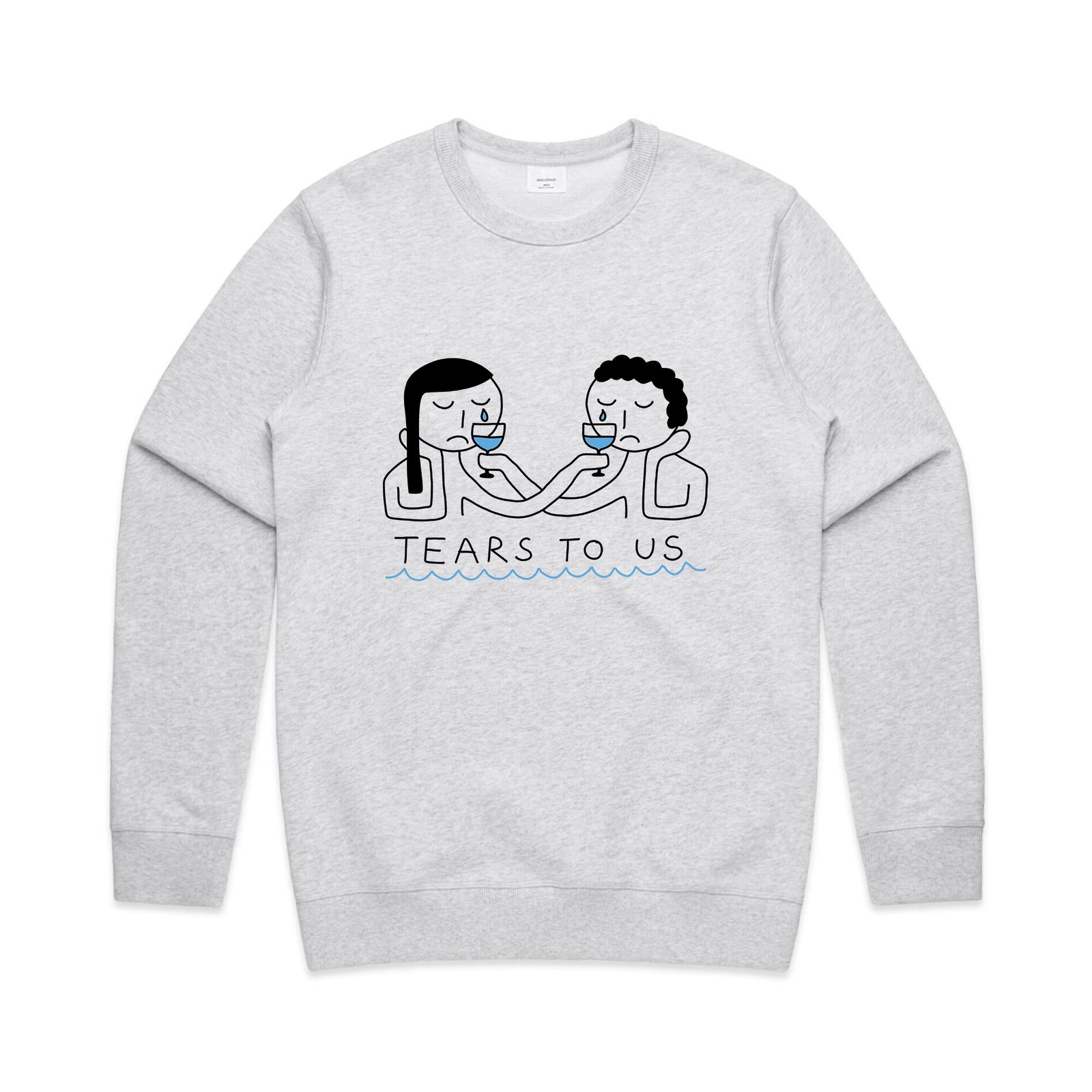 White Marle regular jumper with Tears To Us Jumper graphic by Lonely Kids Club
