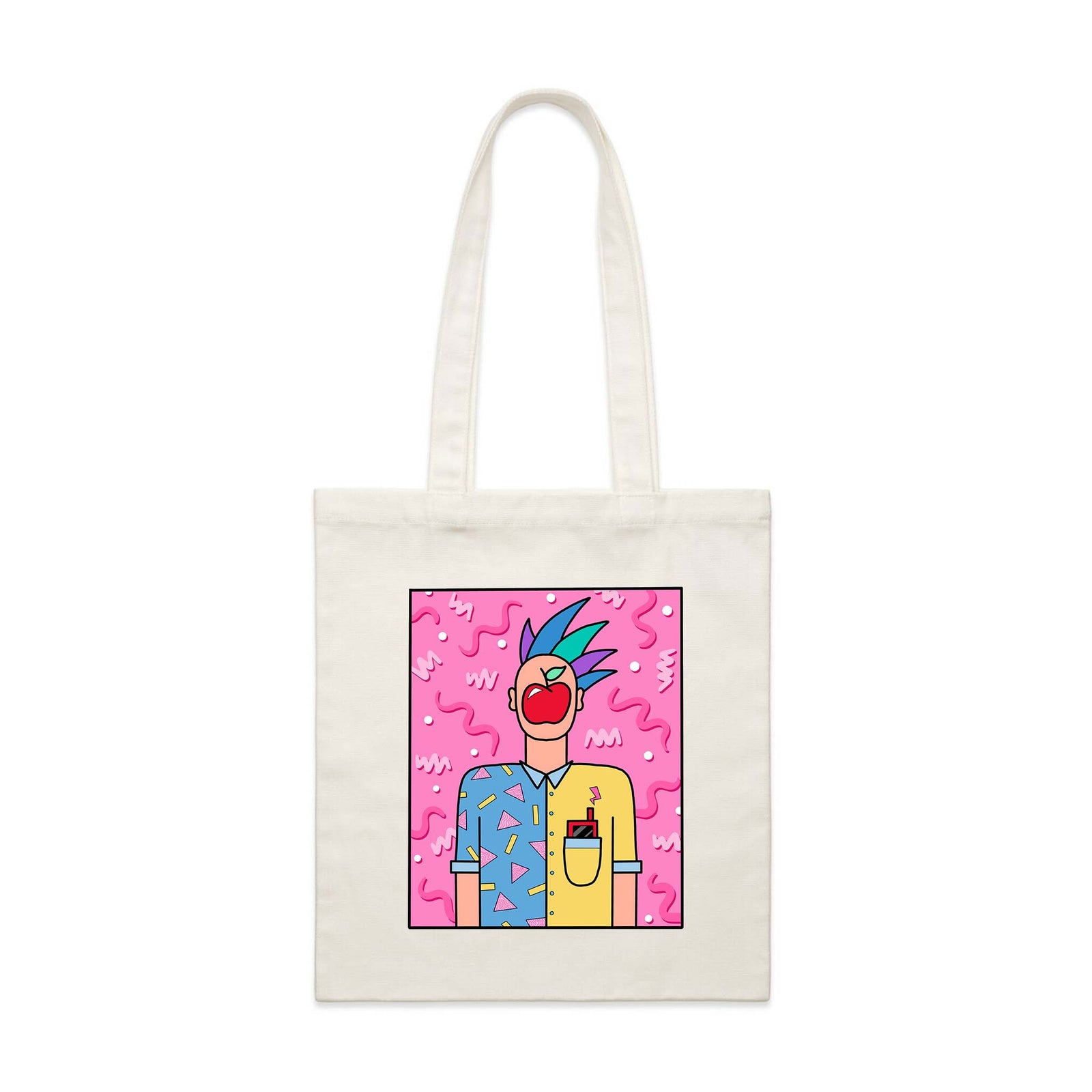 Cream parcel tote with The Fun Of Man Tote graphic by Lonely Kids Club