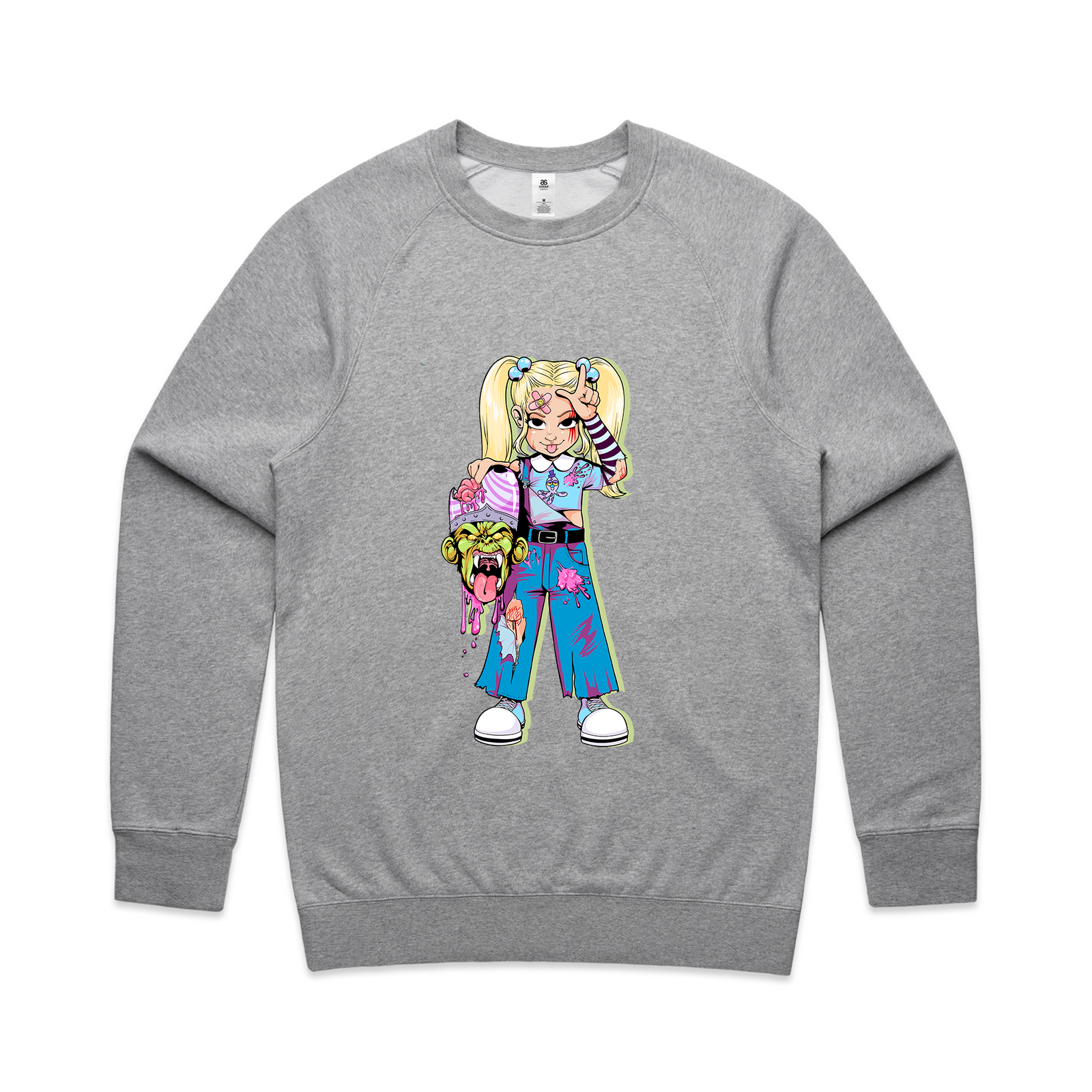 Grey Marle regular jumper with Tuff Bubbles Jumper graphic by Lonely Kids Club