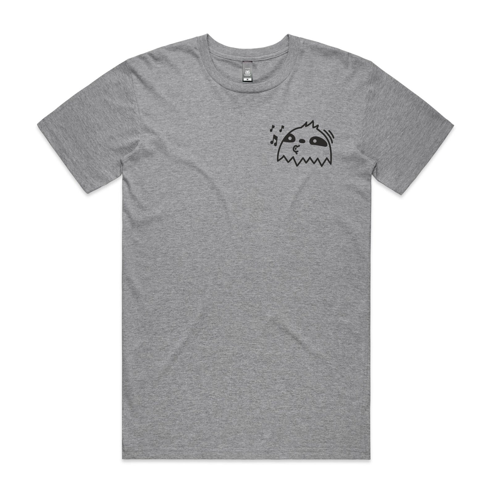 Grey Marle unisex t-shirt with Whistling Travis graphic by Lonely Kids Club