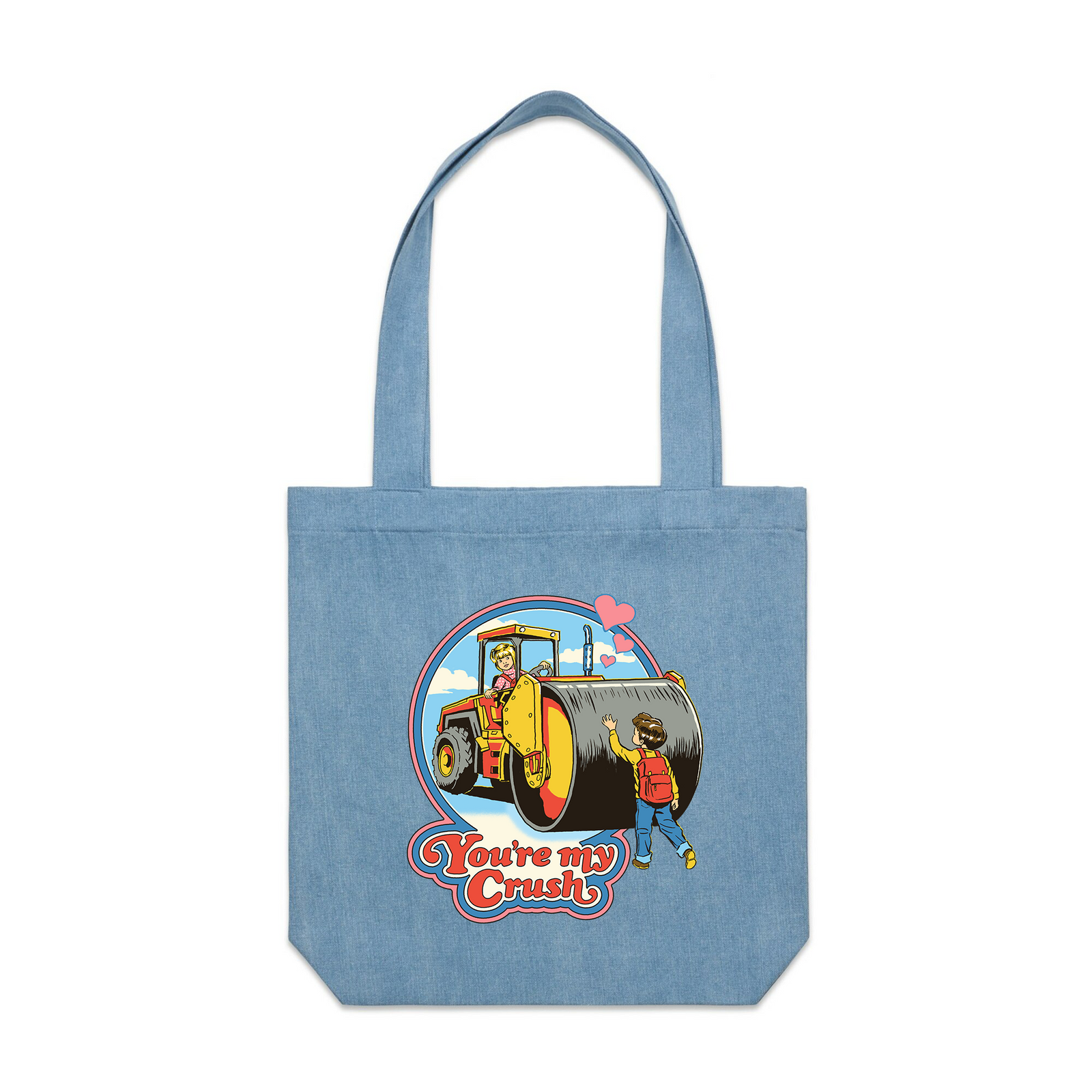 Denim carrie tote with You're My Crush Tote graphic by Lonely Kids Club