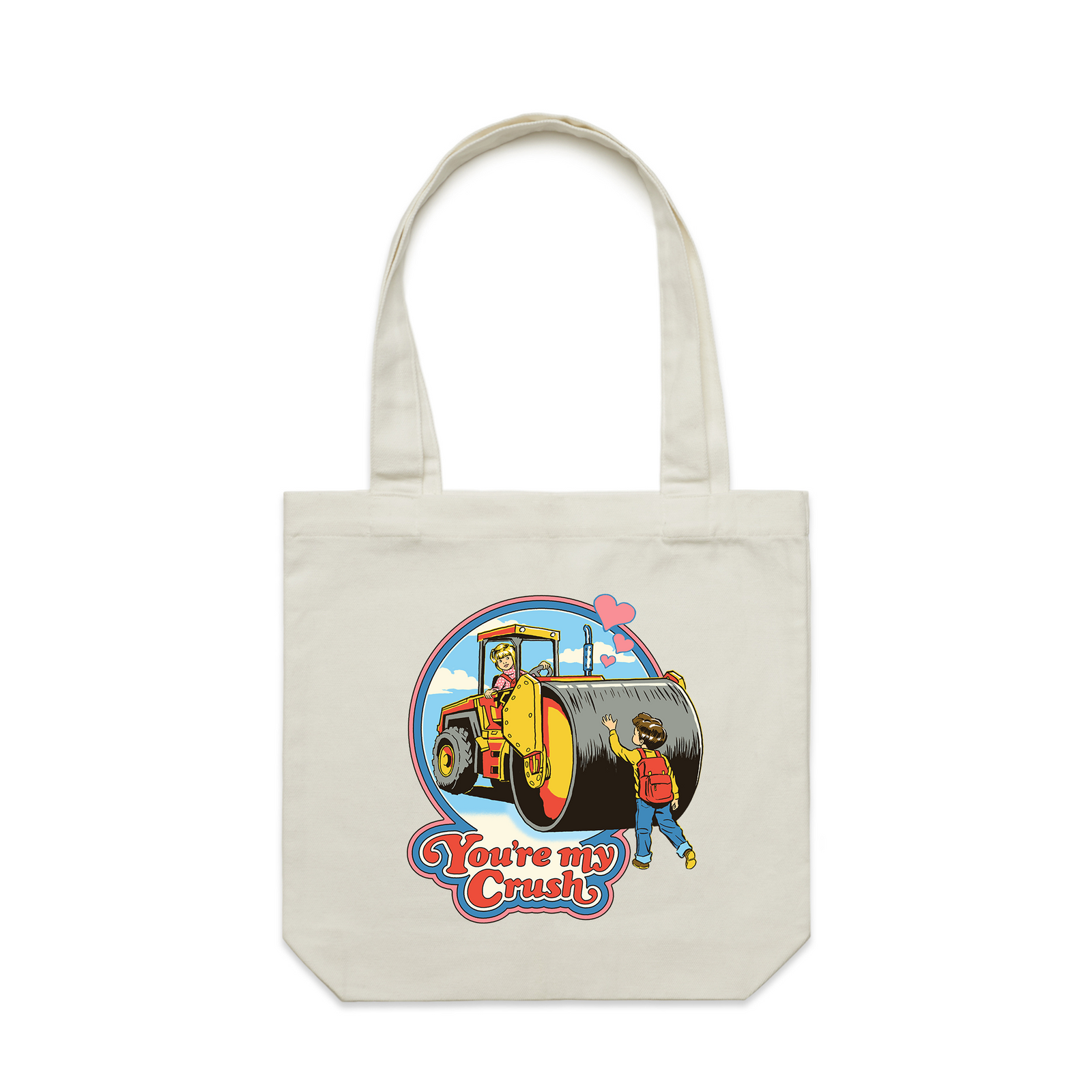 Cream carrie tote with You're My Crush Tote graphic by Lonely Kids Club