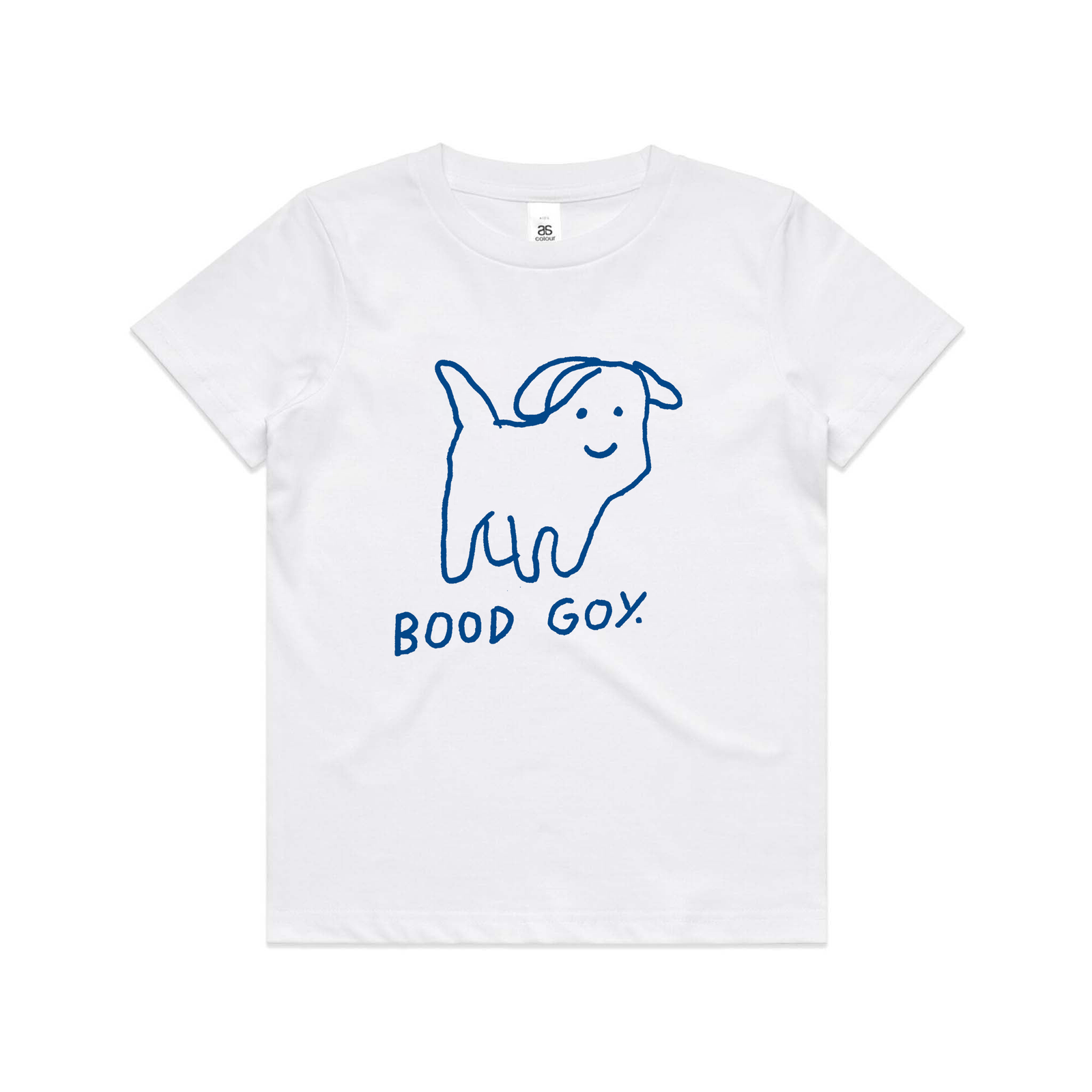 White kids t-shirt with Bood Goy Kids graphic by Lonely Kids Club