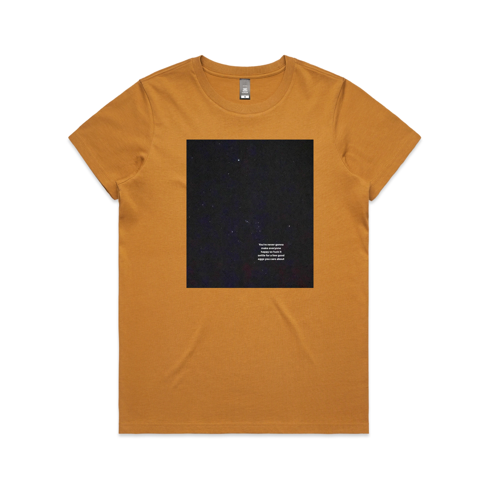 Camel fitted womens t-shirt with Stars graphic by Lonely Kids Club