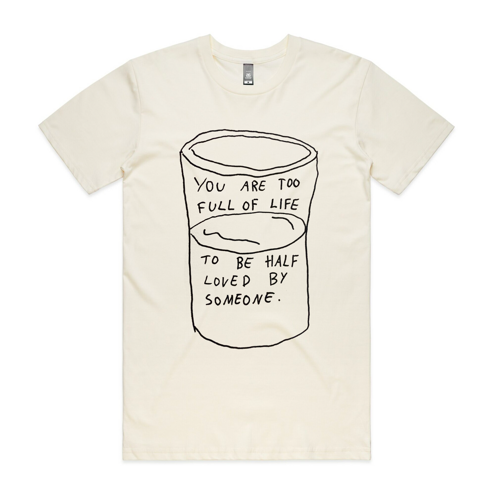 Natural unisex t-shirt with Full Of Love graphic by Lonely Kids Club
