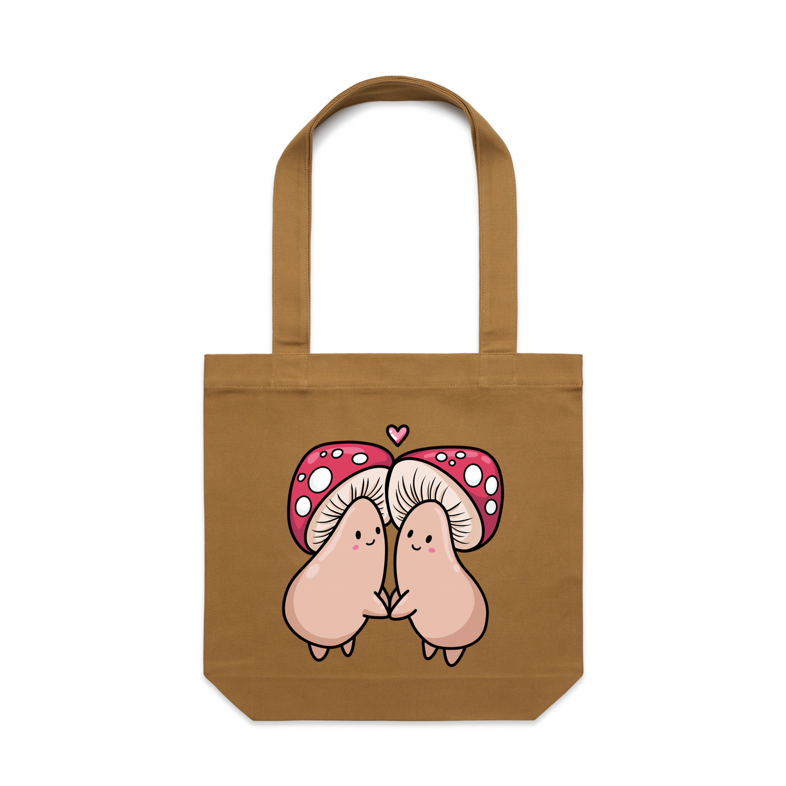 Camel carrie tote with Mush Be Love Tote graphic by Lonely Kids Club