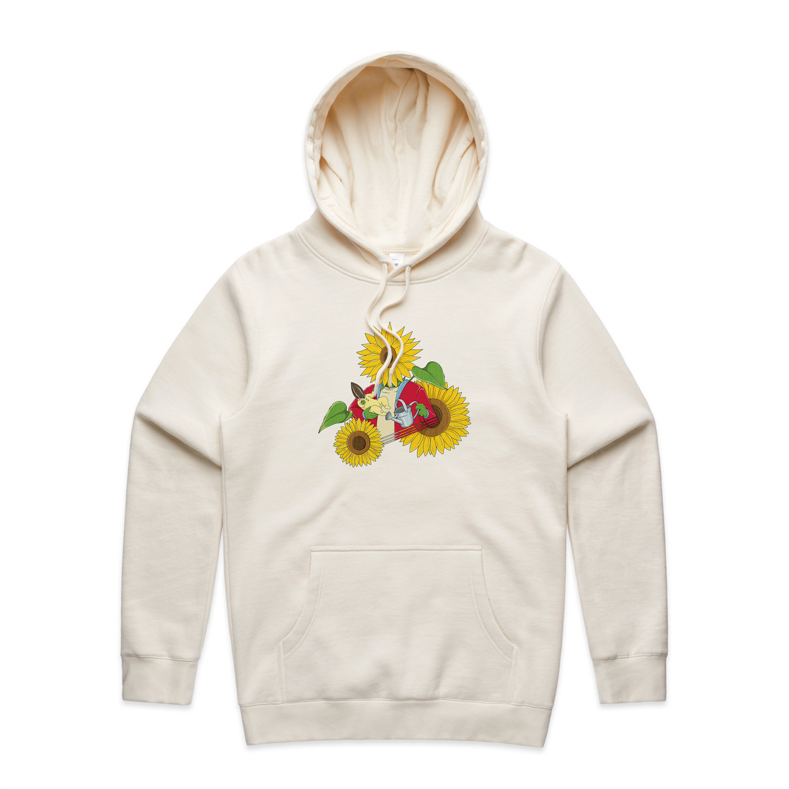 Ecru regular hoodie with Nourishment Hoodie graphic by Lonely Kids Club