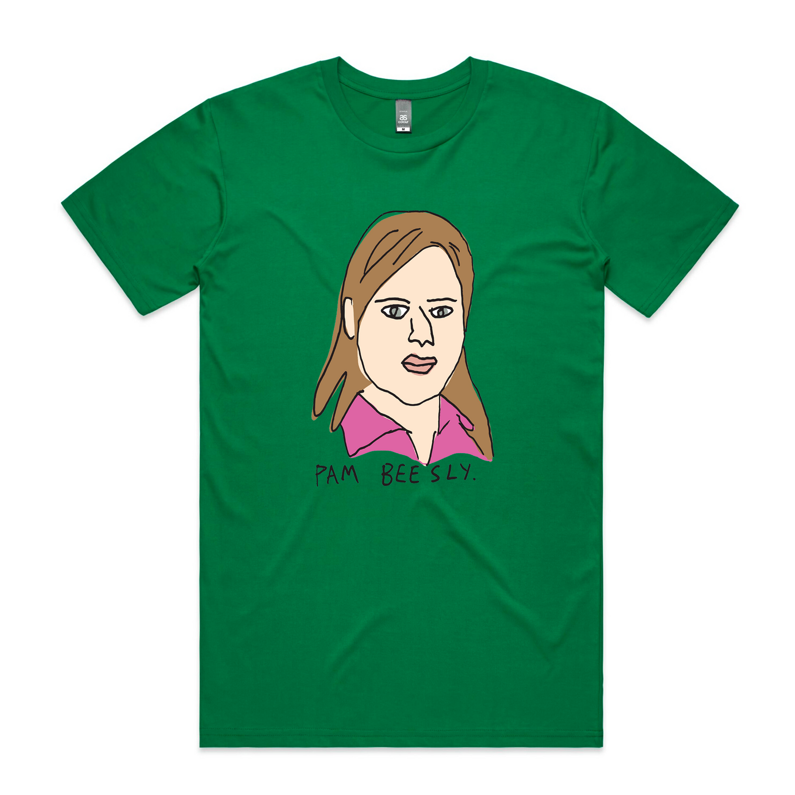 Green unisex t-shirt with Pam graphic by Lonely Kids Club