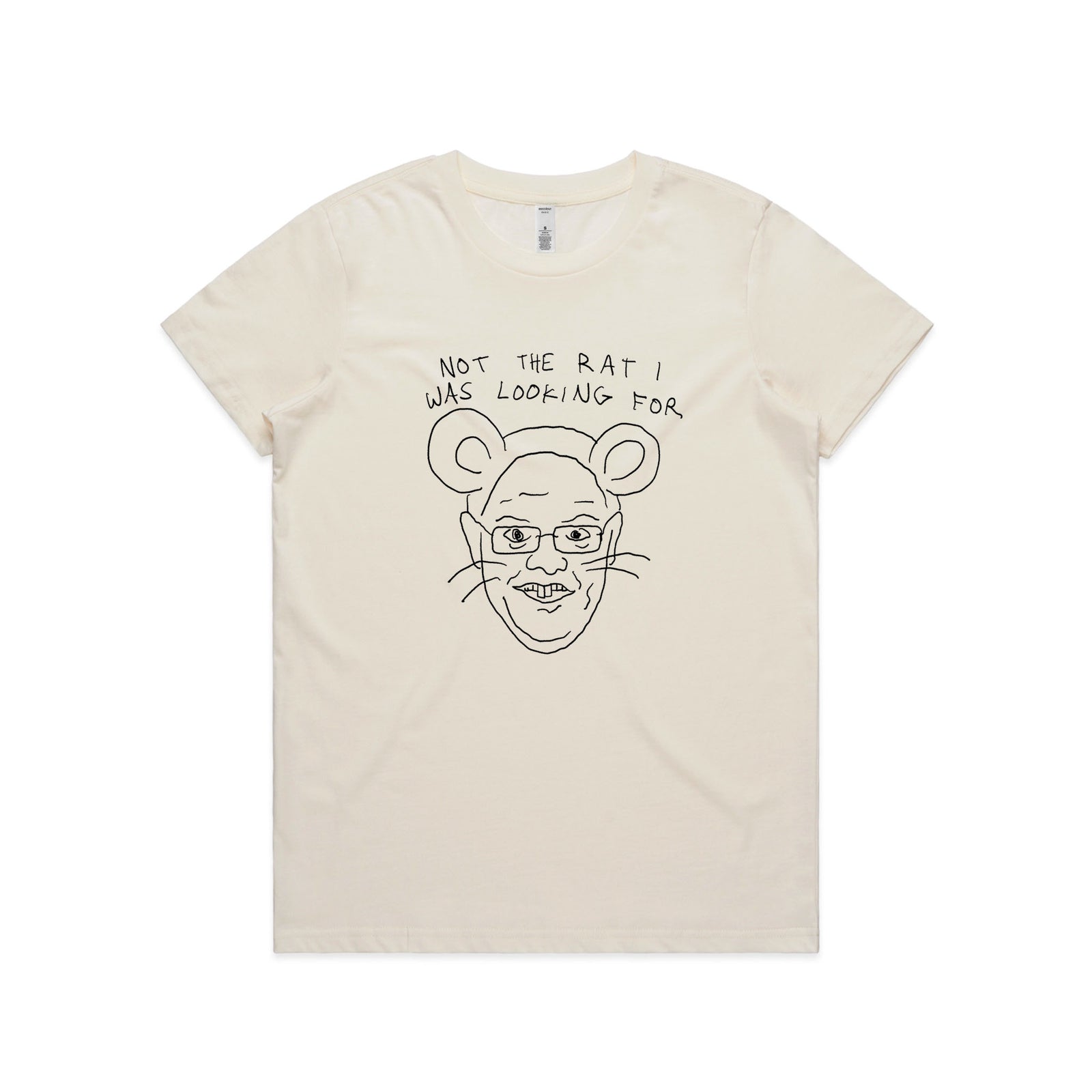 Natural fitted womens t-shirt with Rat graphic by Lonely Kids Club