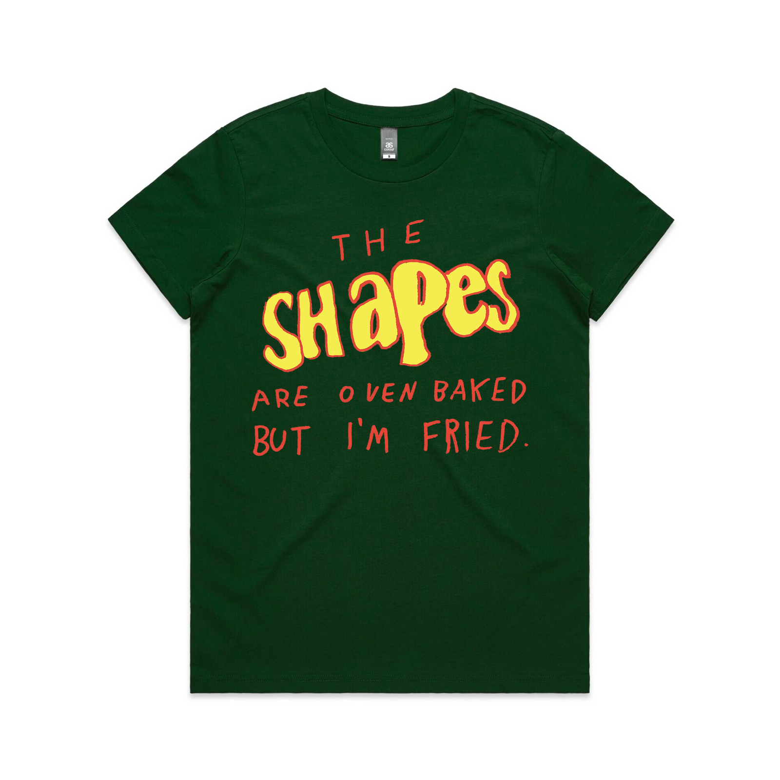 Forest Green fitted womens t-shirt with Shapes graphic by Lonely Kids Club