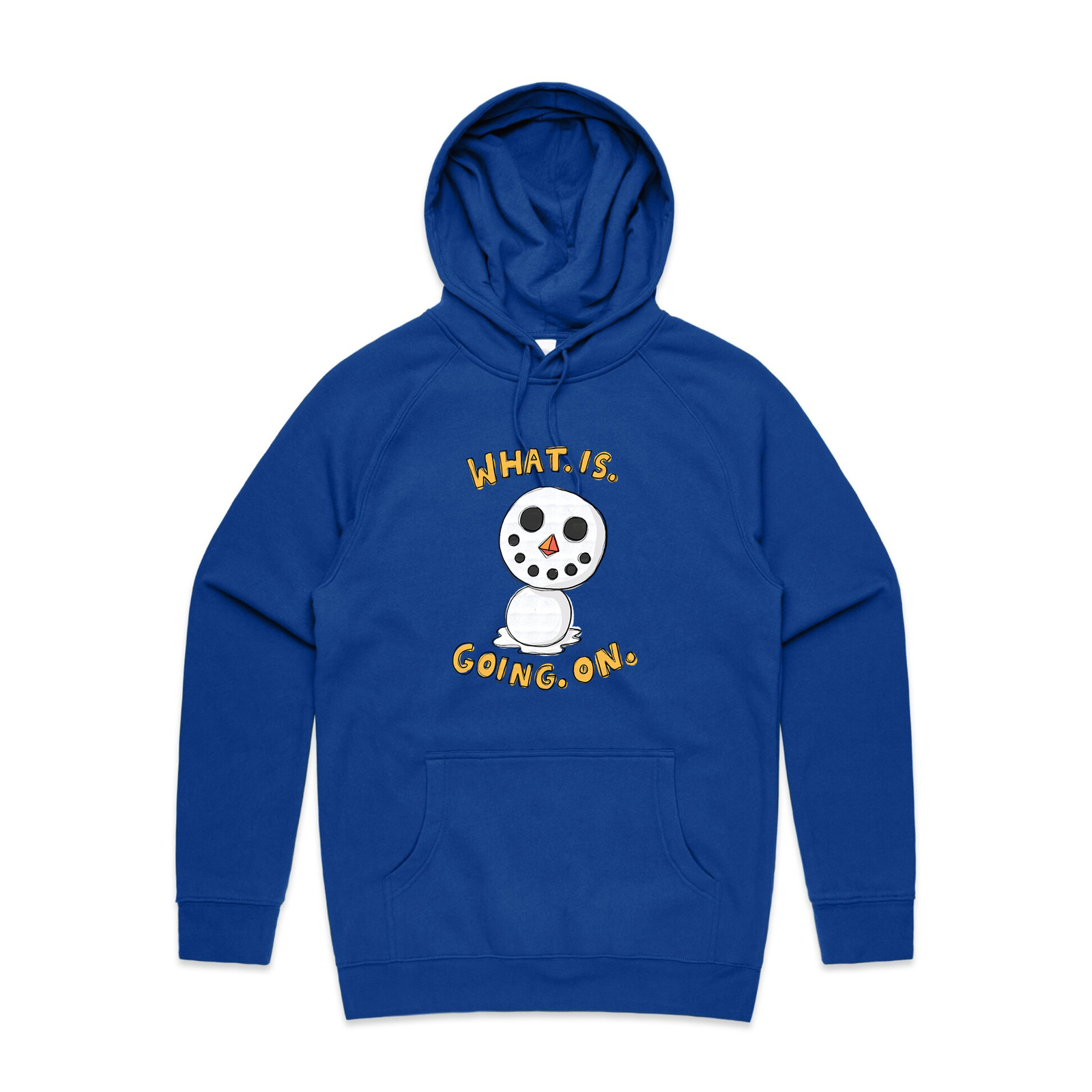 Royal Blue regular hoodie with Snowboy Hoodie graphic by Lonely Kids Club