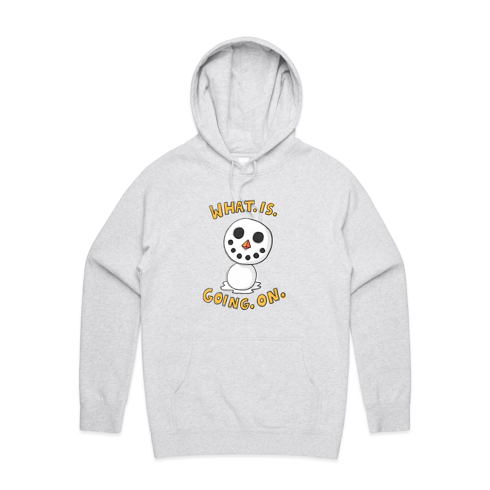 White Marle regular hoodie with Snowboy Hoodie graphic by Lonely Kids Club