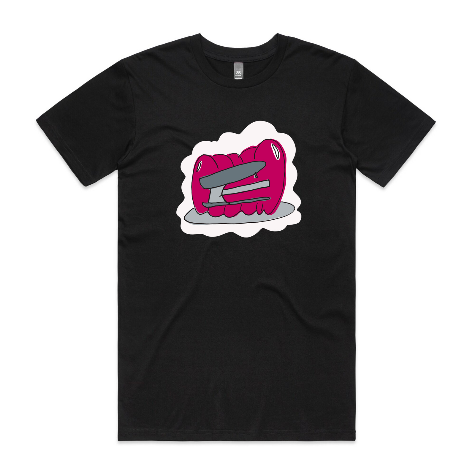 Black unisex t-shirt with Stapler in Jello graphic by Lonely Kids Club